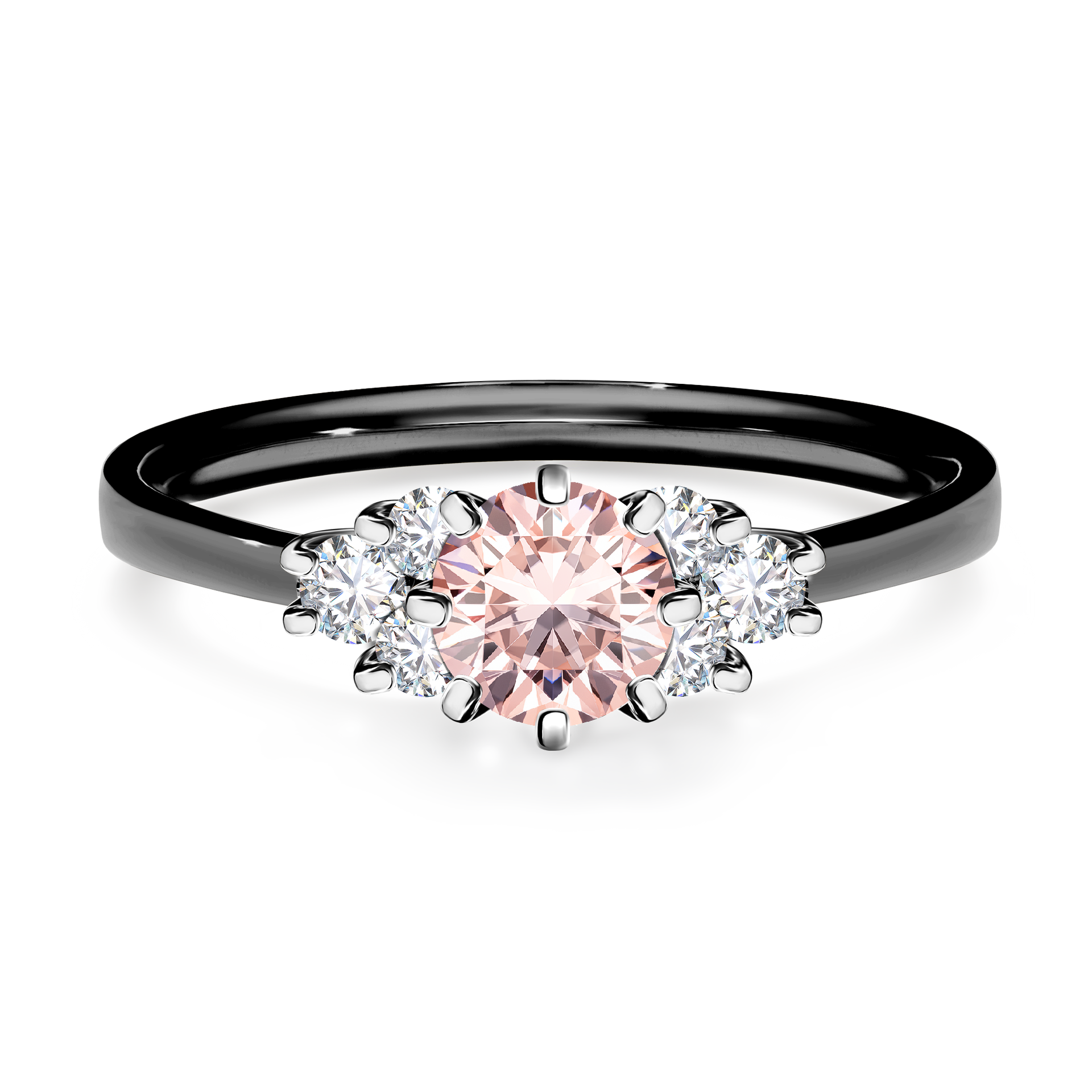 Pierścionek zaręczynowy My Lilly z czarnego złota z morganitem 0,68CT
