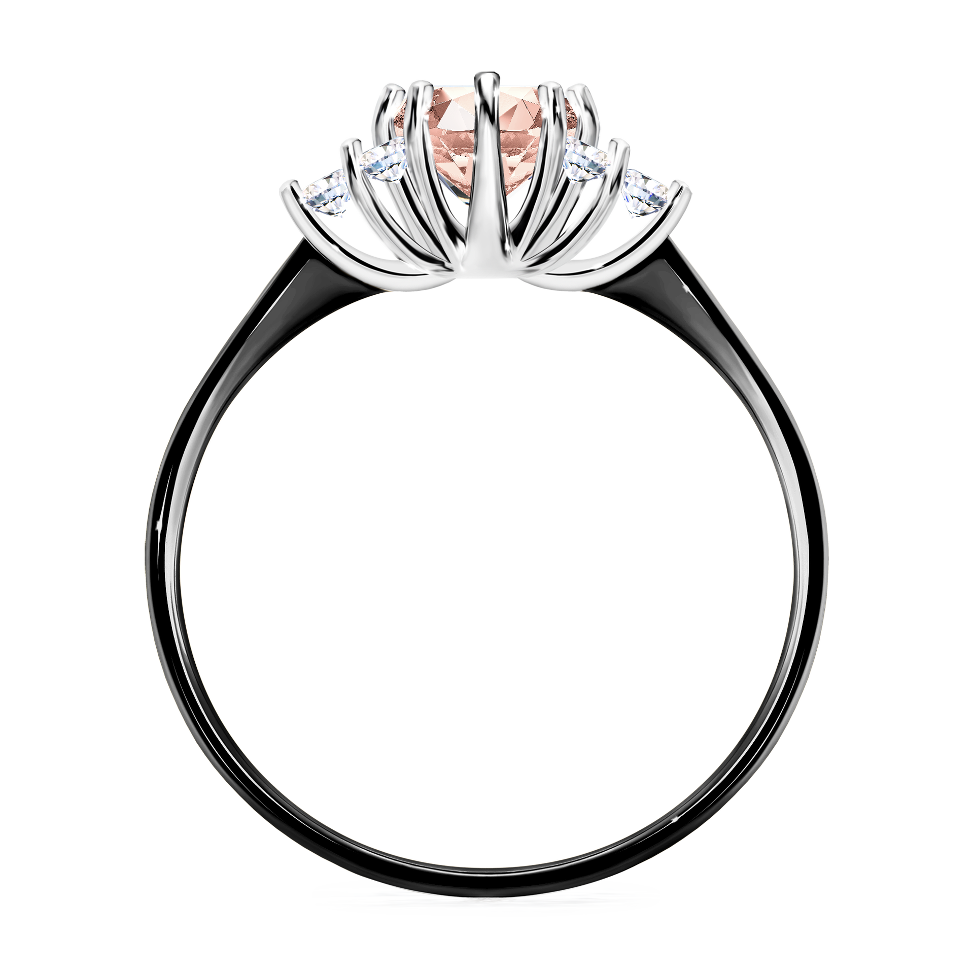 Pierścionek zaręczynowy My Lilly z czarnego złota z morganitem 0,68CT