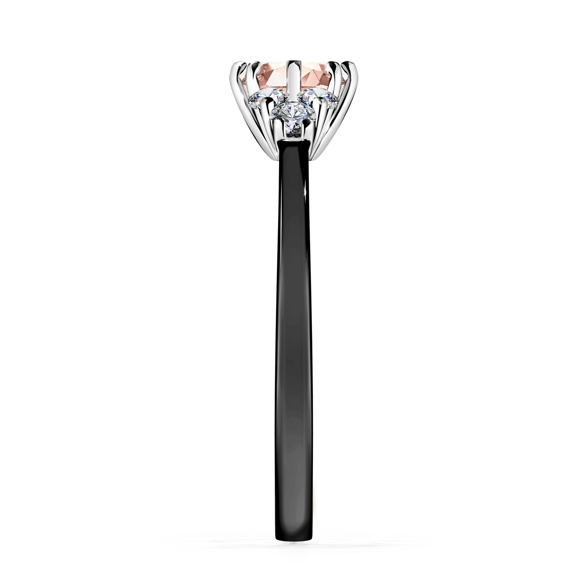 Pierścionek zaręczynowy My Lilly z czarnego złota z morganitem 0,68CT