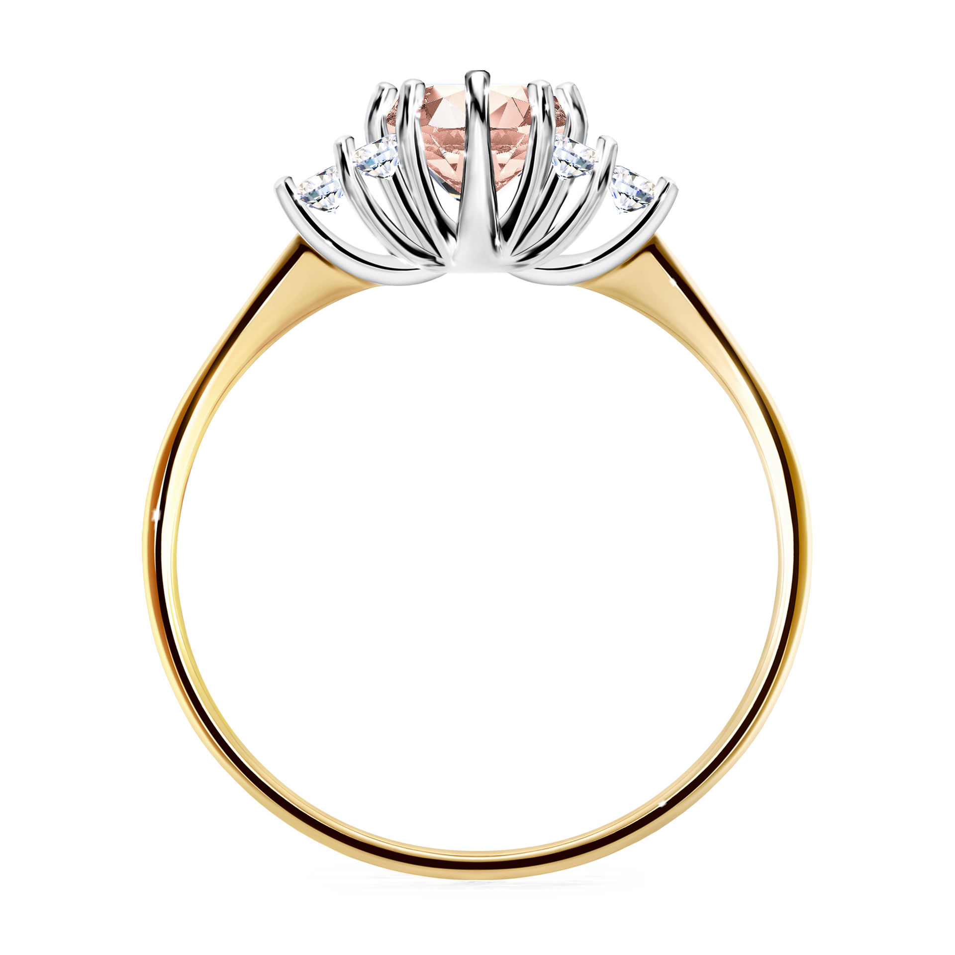 Pierścionek zaręczynowy My Lilly z żółtego złota z morganitem 0,68CT
