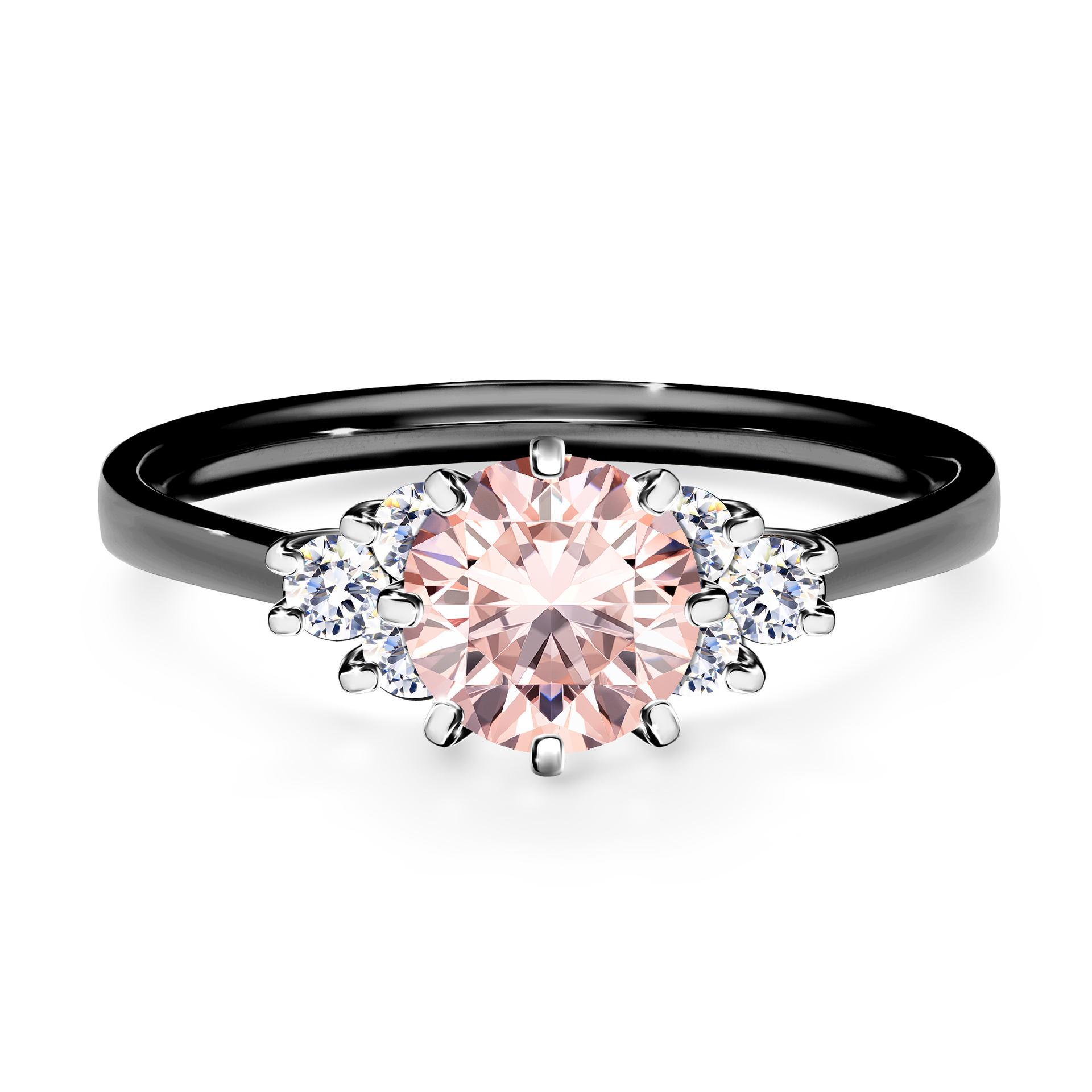 Pierścionek zaręczynowy My Lilly z czarnego złota z morganitem 0,98CT