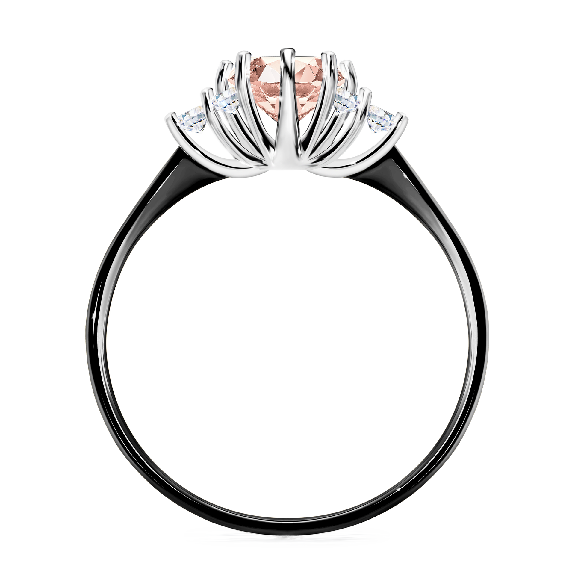Pierścionek zaręczynowy My Lilly z czarnego złota z morganitem 0,98CT