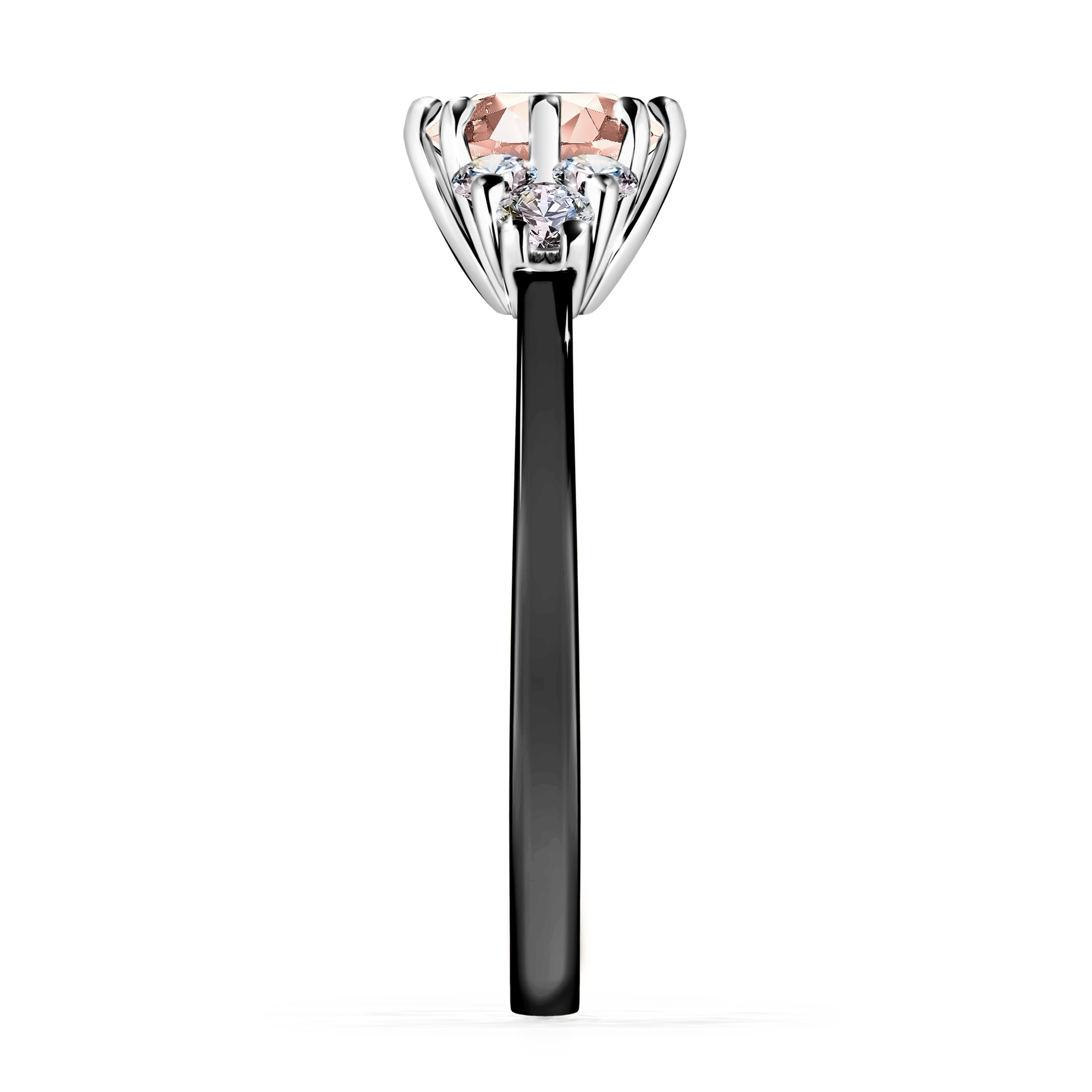 Pierścionek zaręczynowy My Lilly z czarnego złota z morganitem 0,98CT