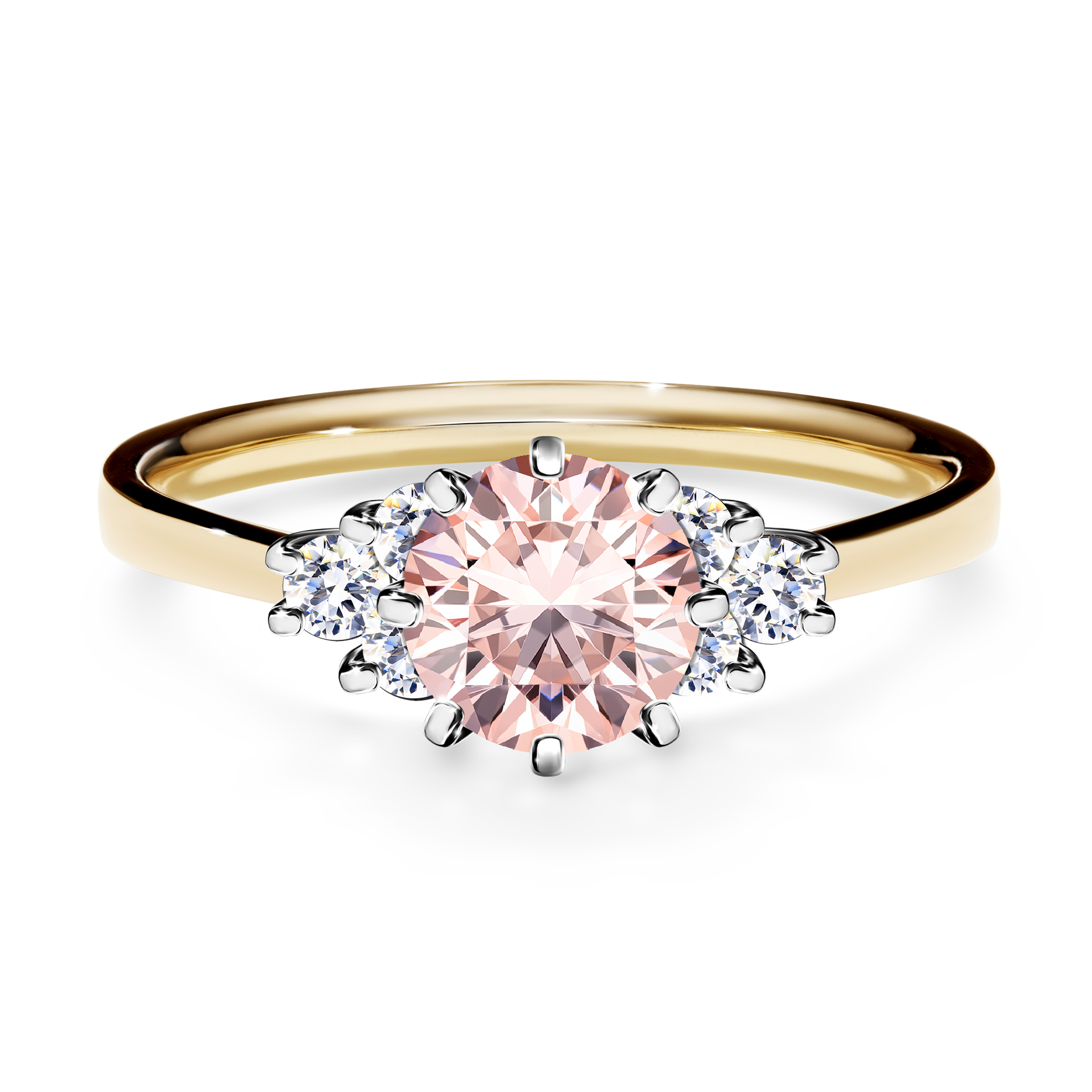 Pierścionek zaręczynowy My Lilly z żółtego złota z morganitem 0,98CT