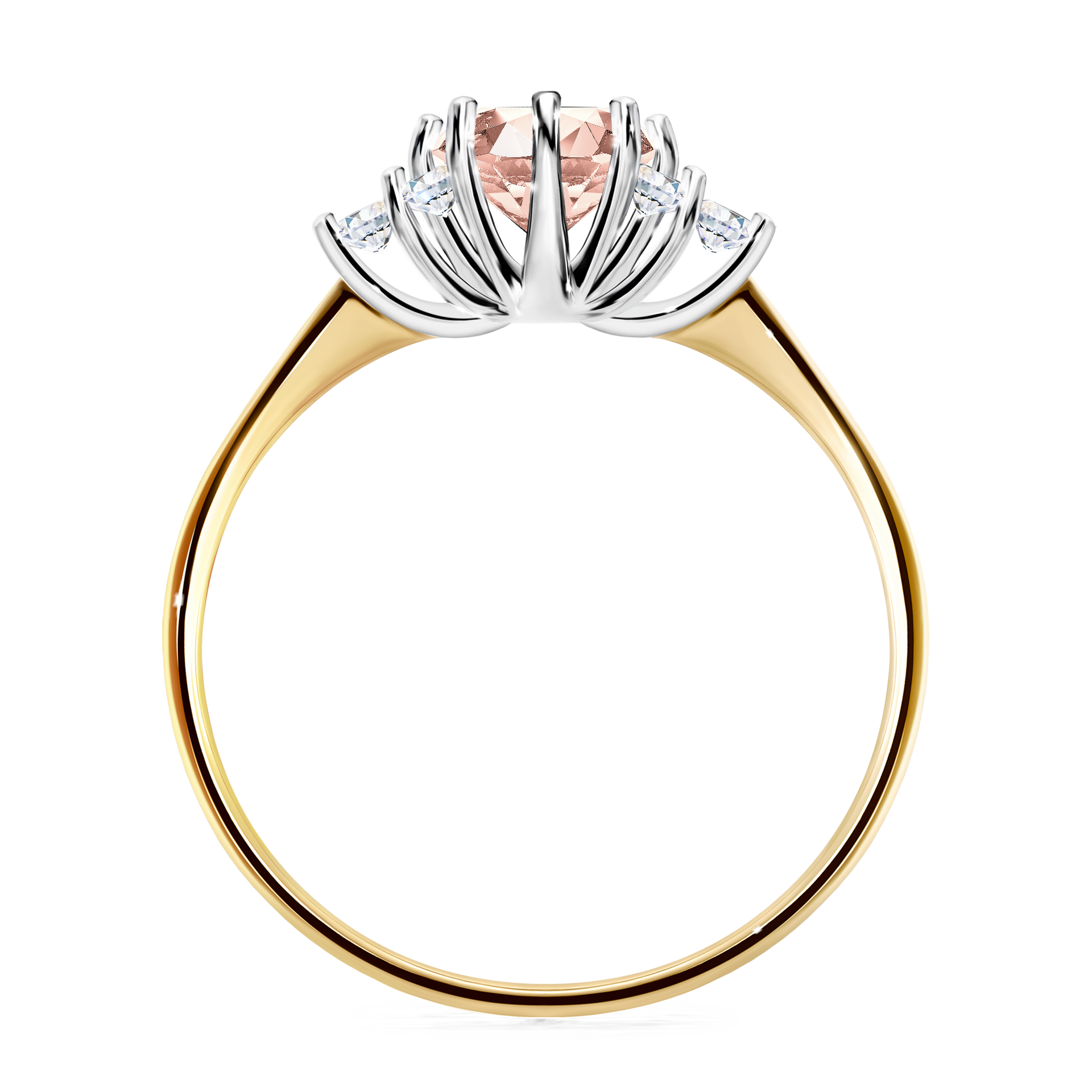 Pierścionek zaręczynowy My Lilly z żółtego złota z morganitem 0,98CT