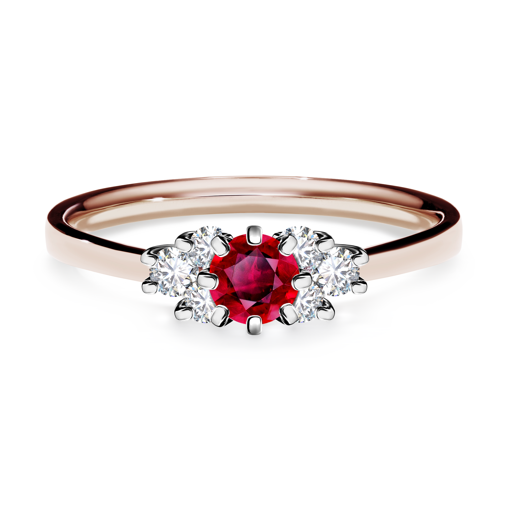 Pierścionek zaręczynowy My Lilly z różowego złota z rubinem 0,43CT