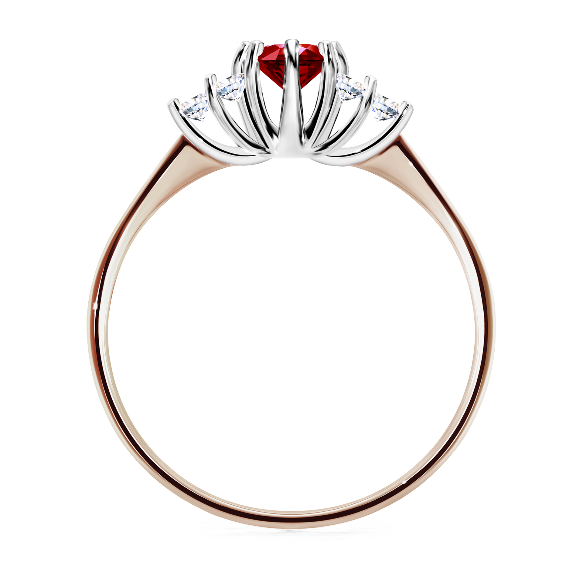 Pierścionek zaręczynowy My Lilly z różowego złota z rubinem 0,43CT