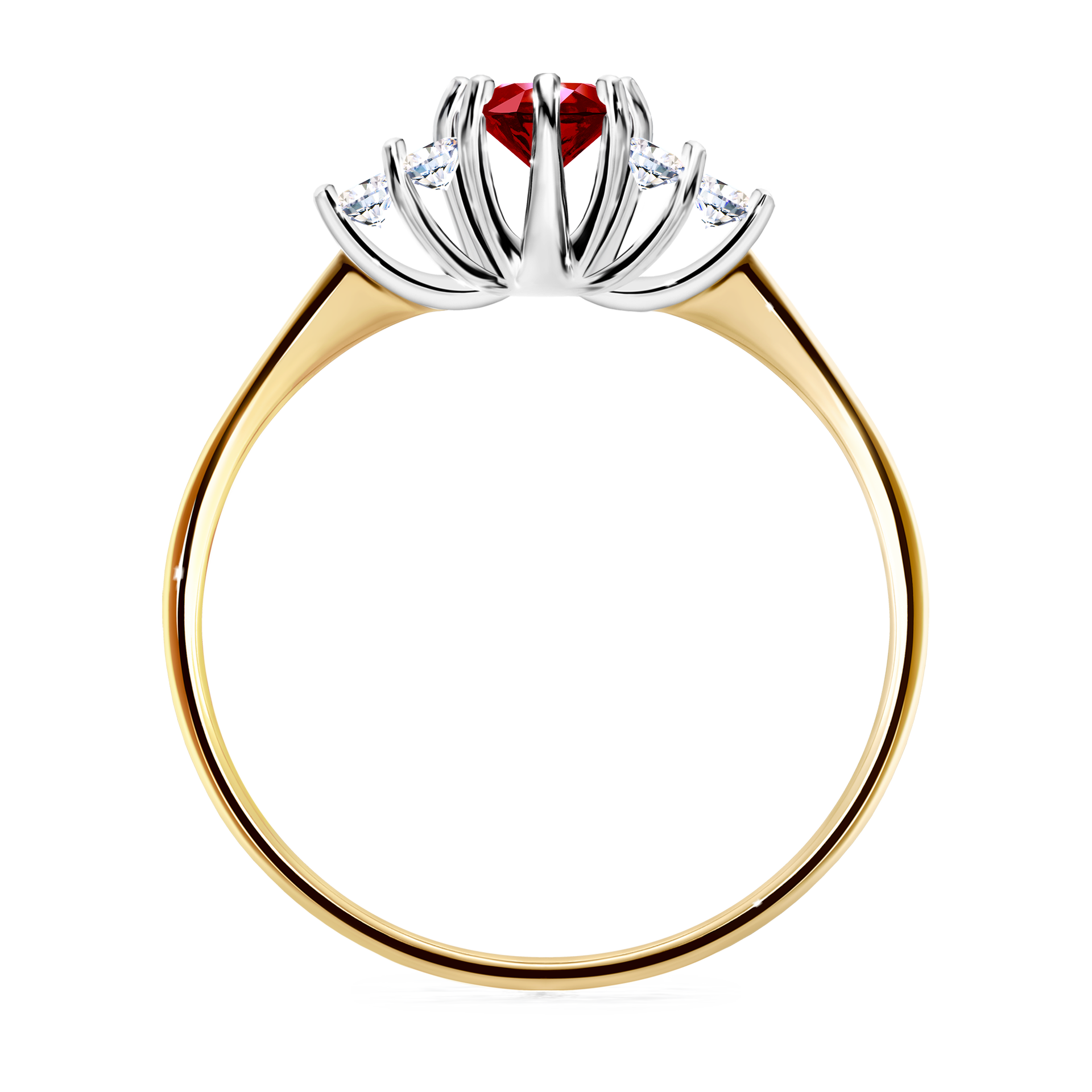 Pierścionek zaręczynowy My Lilly z żółtego złota z rubinem 0,43CT