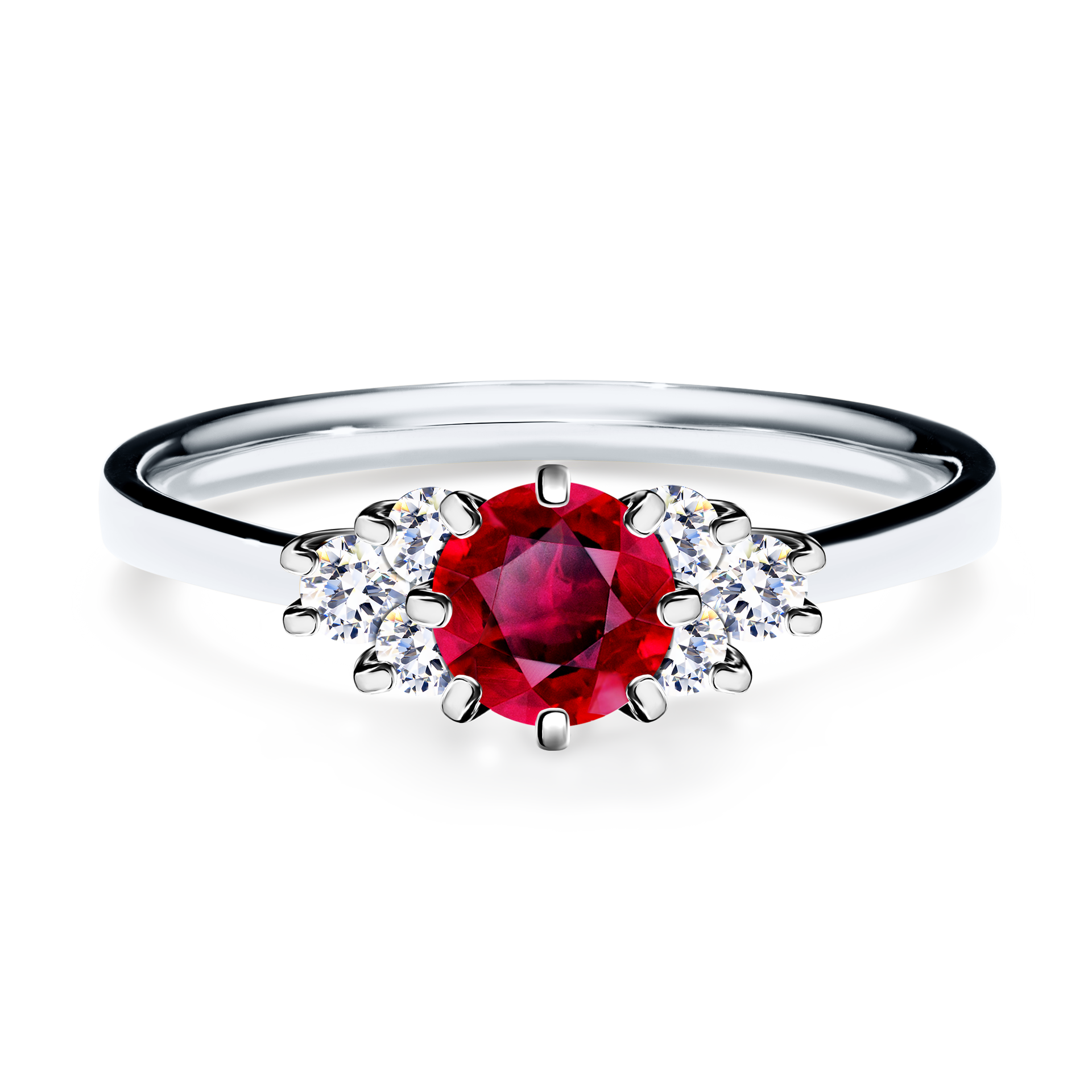 Pierścionek zaręczynowy My Lilly z białego złota z rubinem 0,68CT