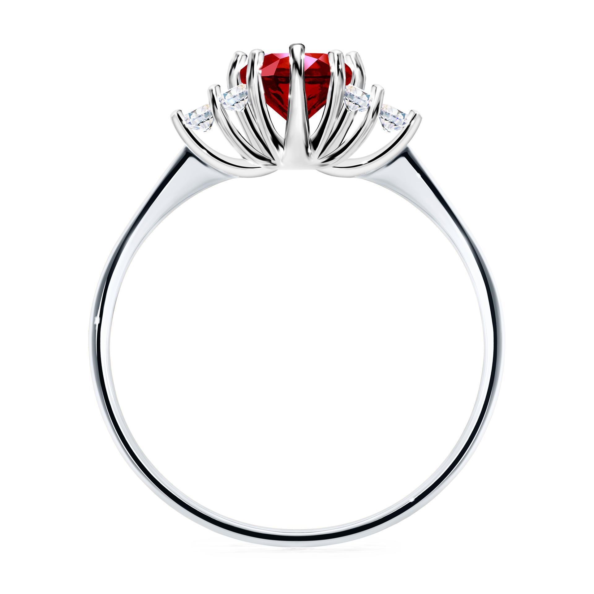 Pierścionek zaręczynowy My Lilly z białego złota z rubinem 0,68CT