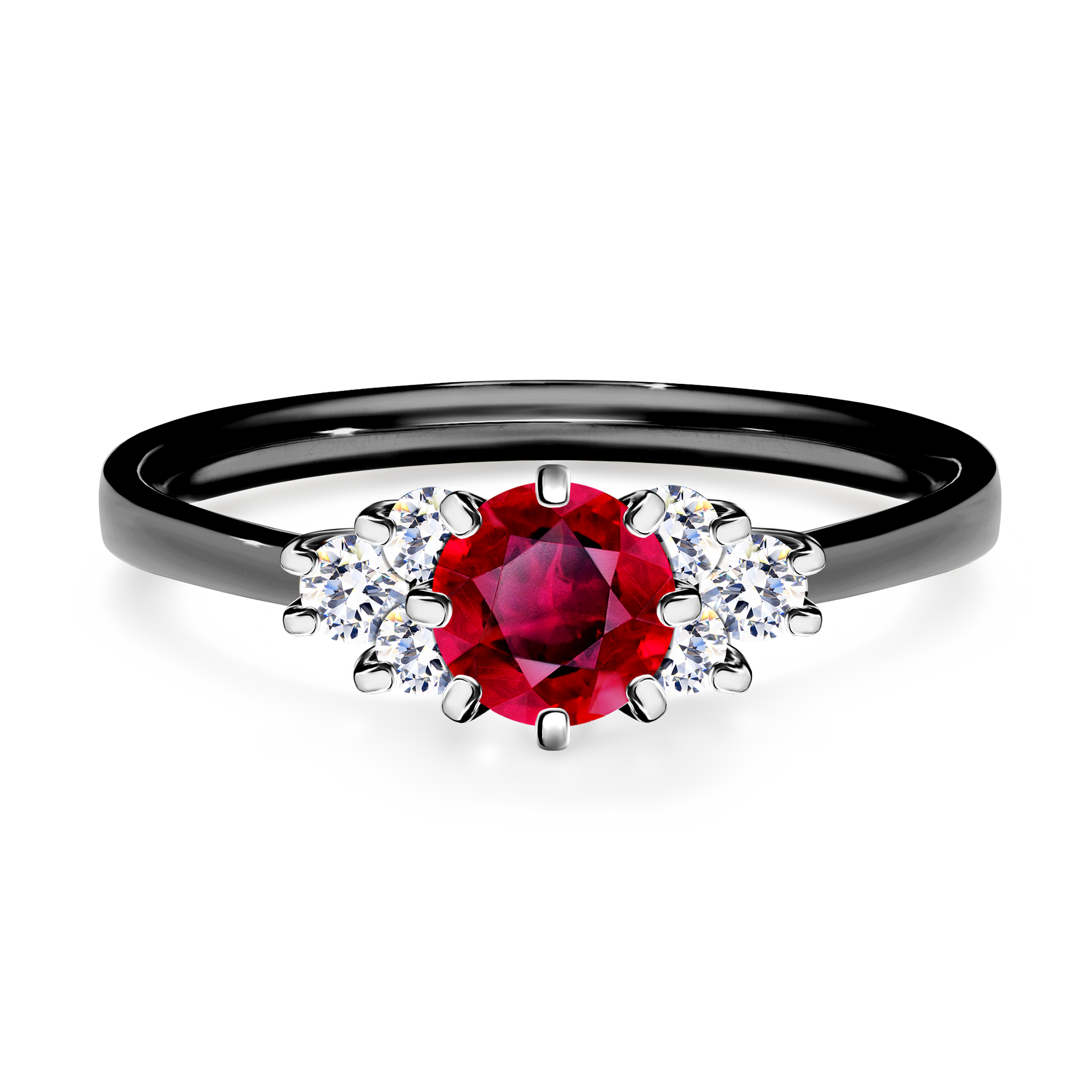 Pierścionek zaręczynowy My Lilly z czarnego złota z rubinem 0,68CT