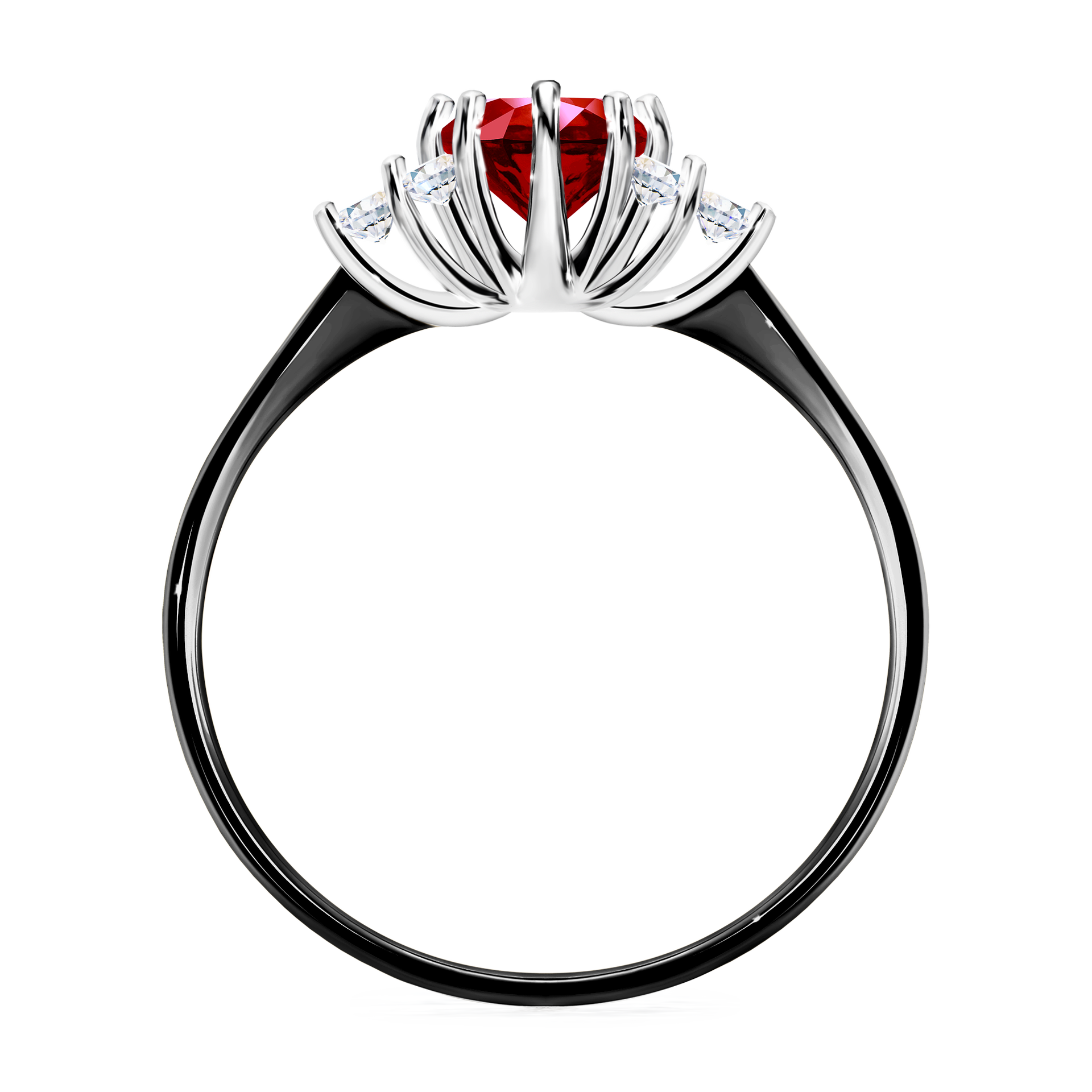 Pierścionek zaręczynowy My Lilly z czarnego złota z rubinem 0,68CT