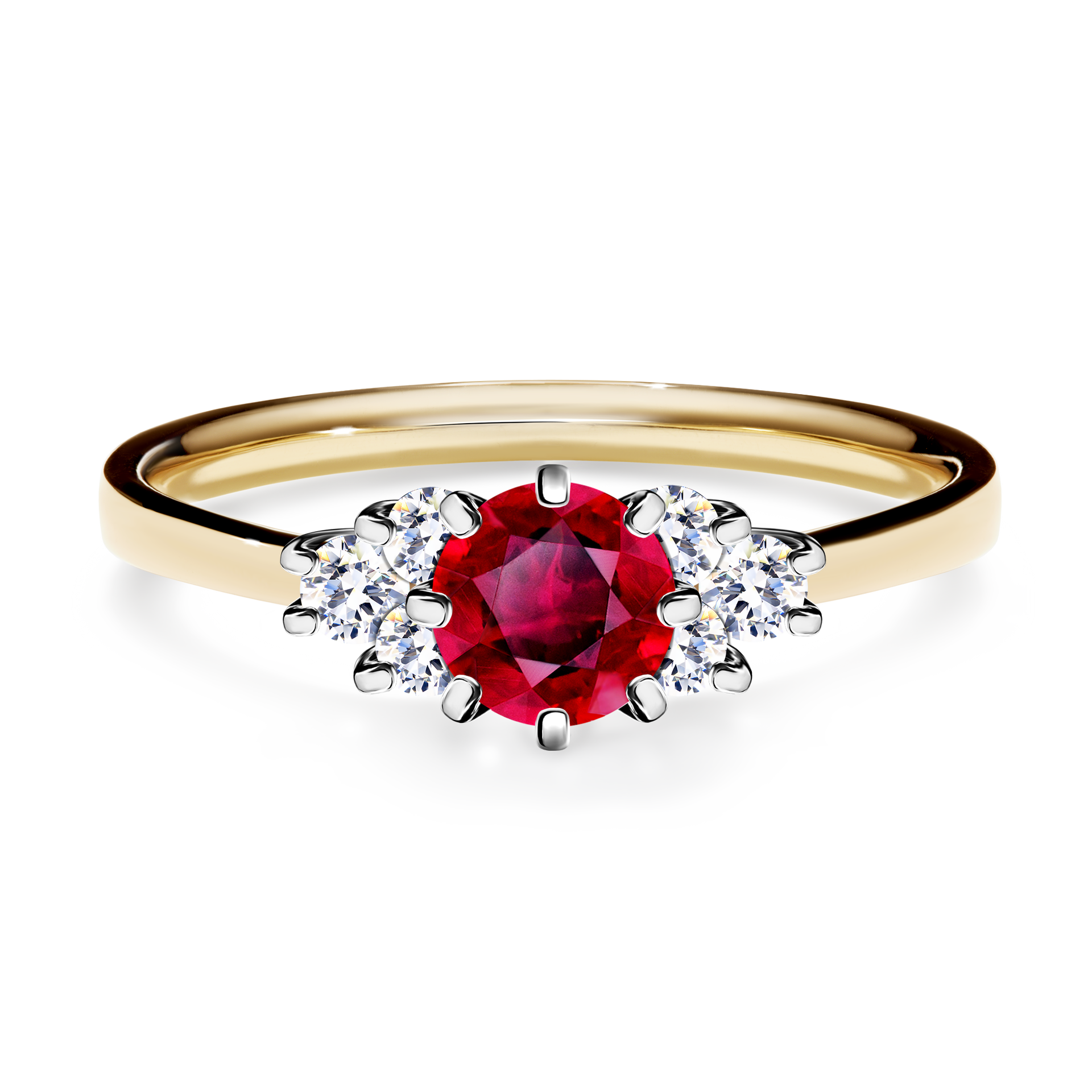 Pierścionek zaręczynowy My Lilly z żółtego złota z rubinem 0,68CT