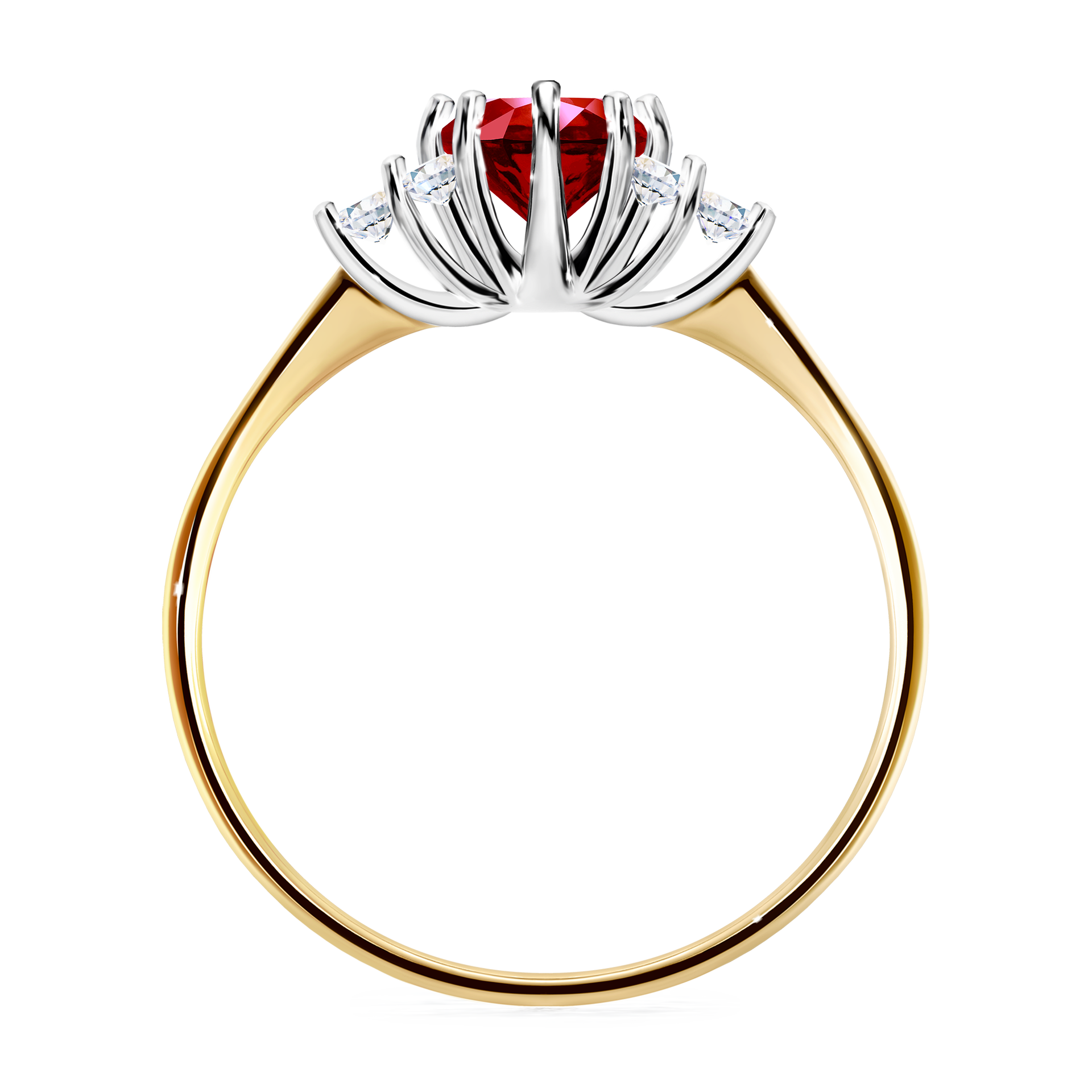 Pierścionek zaręczynowy My Lilly z żółtego złota z rubinem 0,68CT