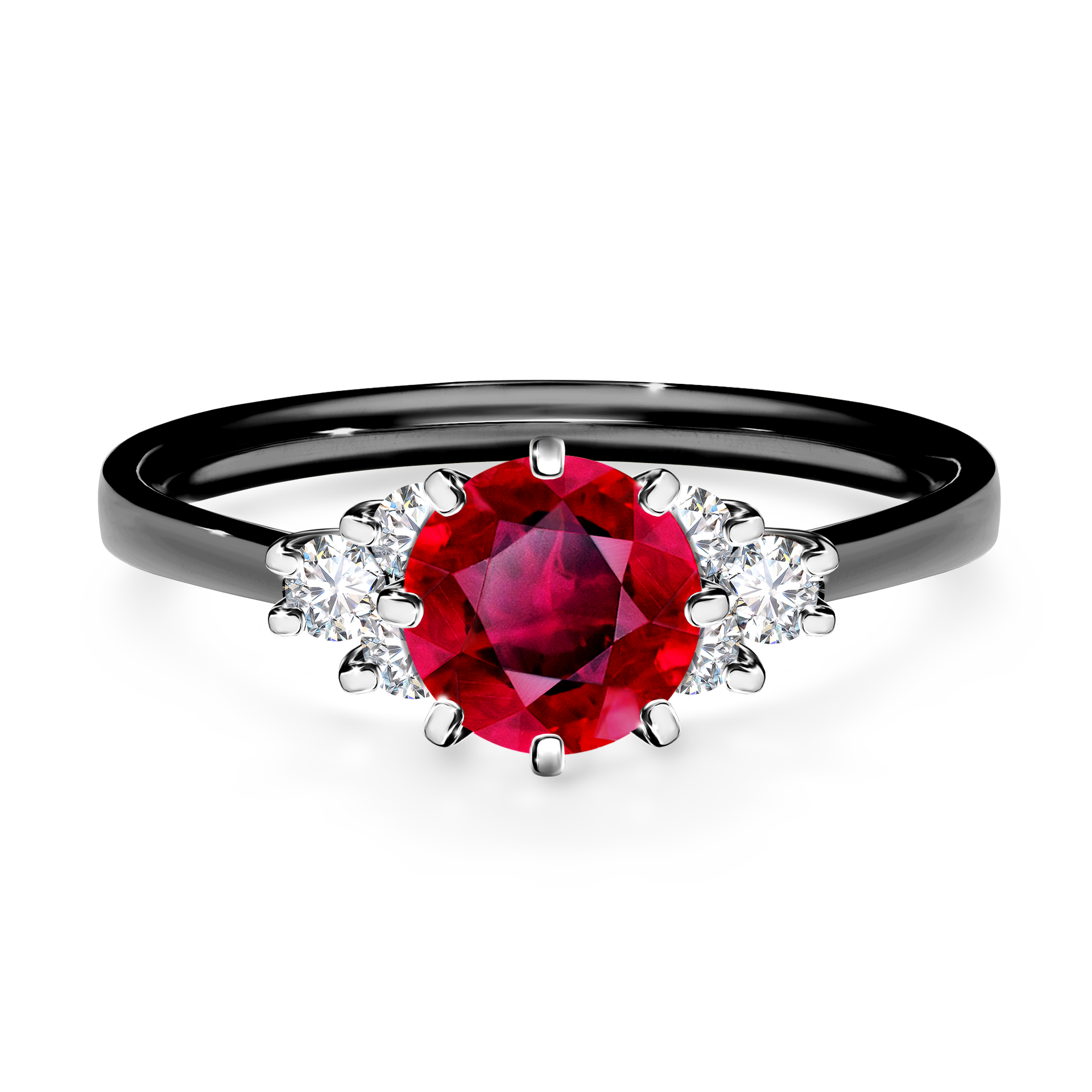 Pierścionek zaręczynowy My Lilly z czarnego złota z rubinem 0,98CT