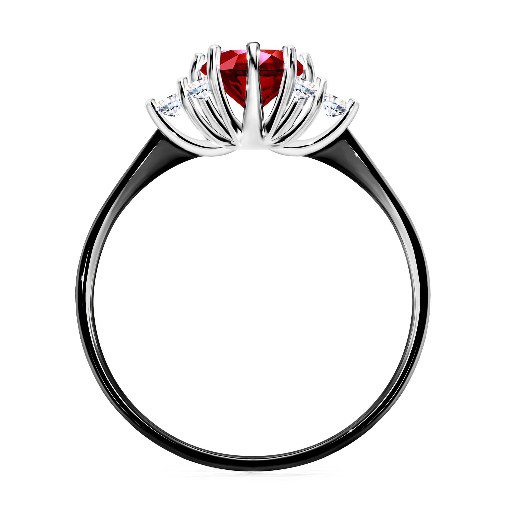 Pierścionek zaręczynowy My Lilly z czarnego złota z rubinem 0,98CT