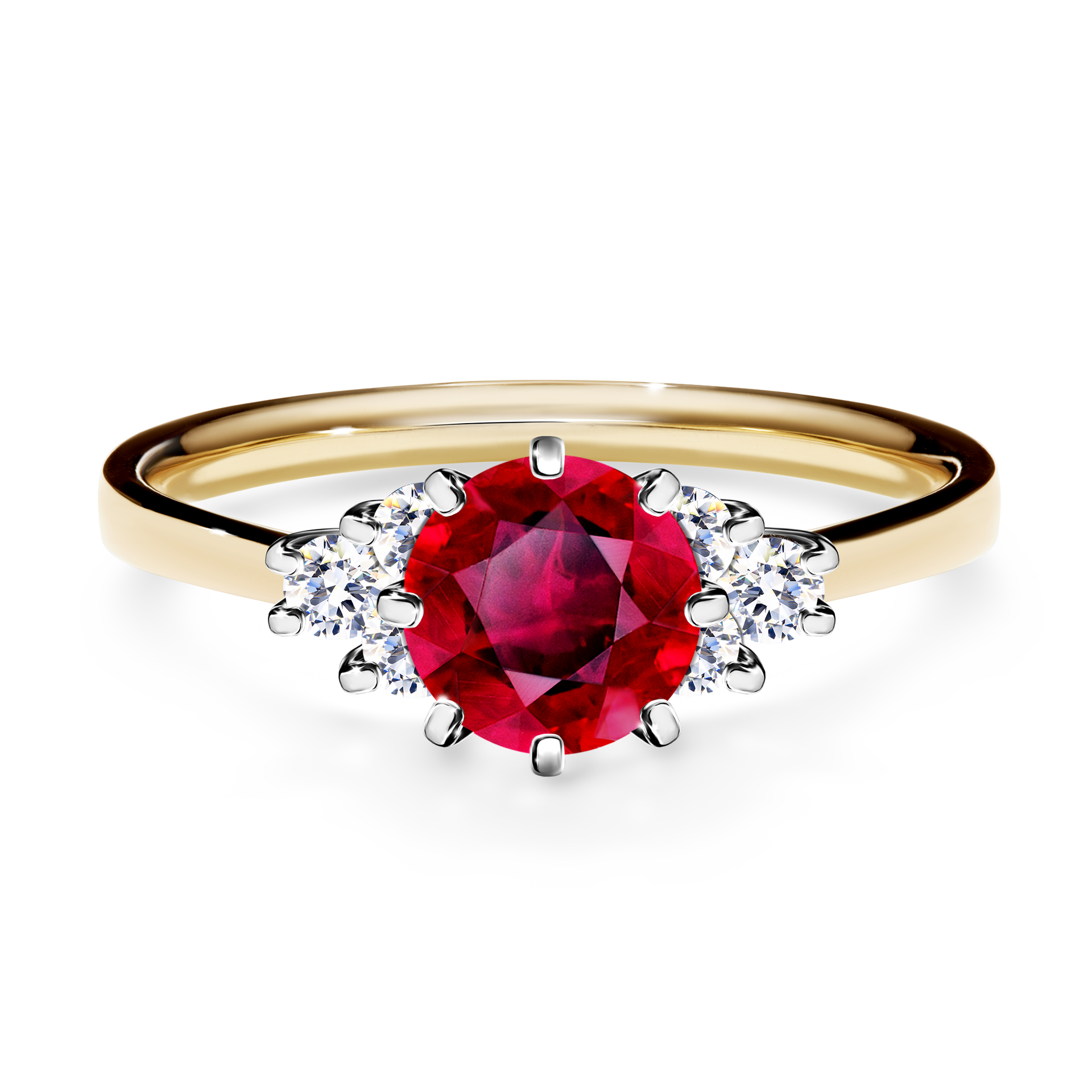Pierścionek zaręczynowy My Lilly z żółtego złota z rubinem 0,98CT