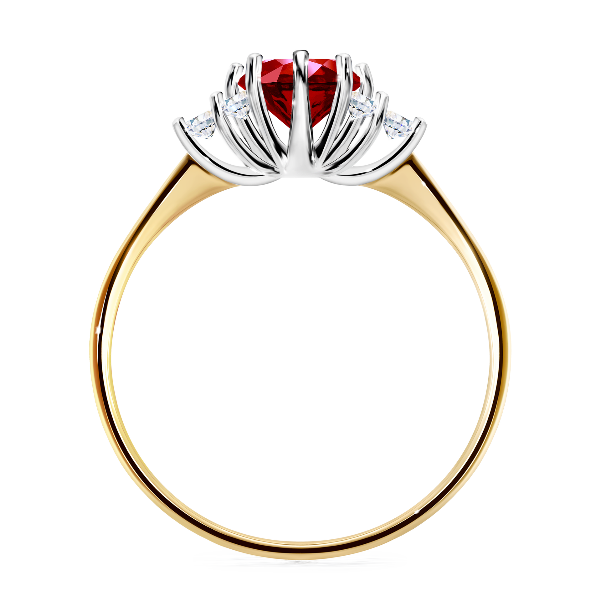 Pierścionek zaręczynowy My Lilly z żółtego złota z rubinem 0,98CT