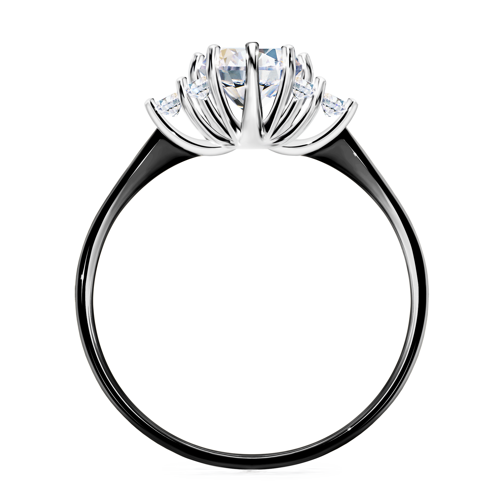 Pierścionek zaręczynowy My Lilly z czarnego złota z szafirem białym 0,98CT