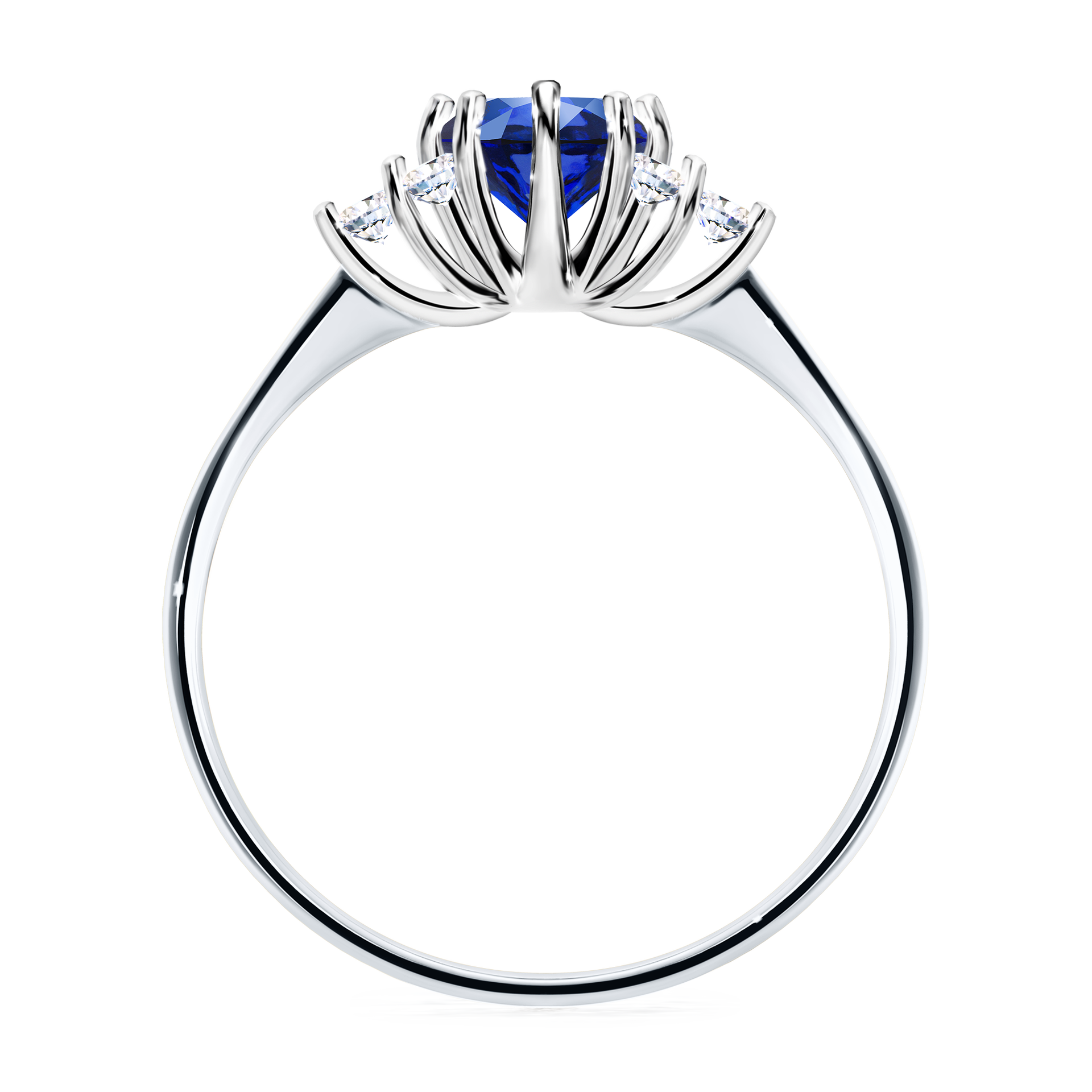 Pierścionek zaręczynowy My Lilly z białego złota z szafirem niebieskim 0,68CT
