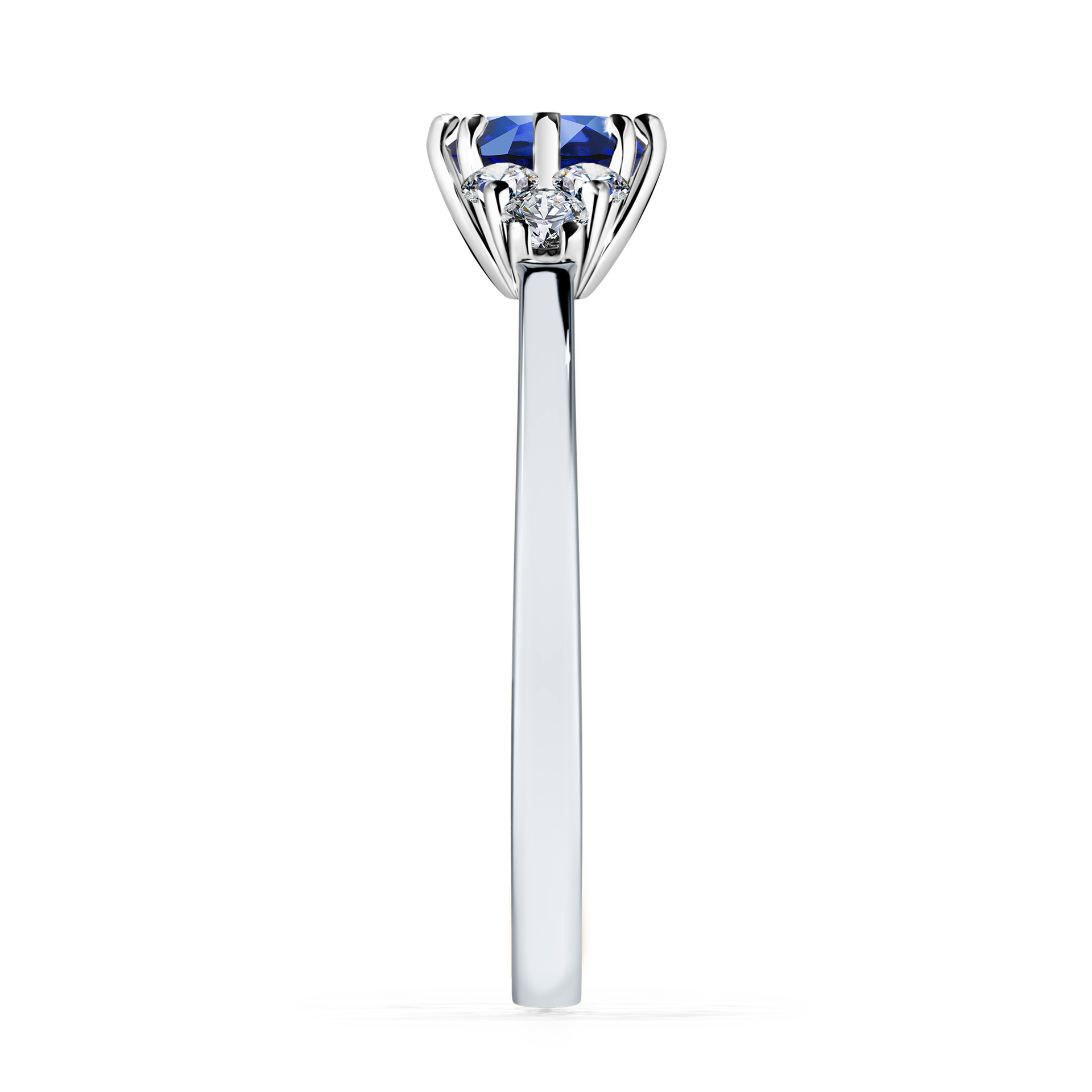 Pierścionek zaręczynowy My Lilly z białego złota z szafirem niebieskim 0,68CT