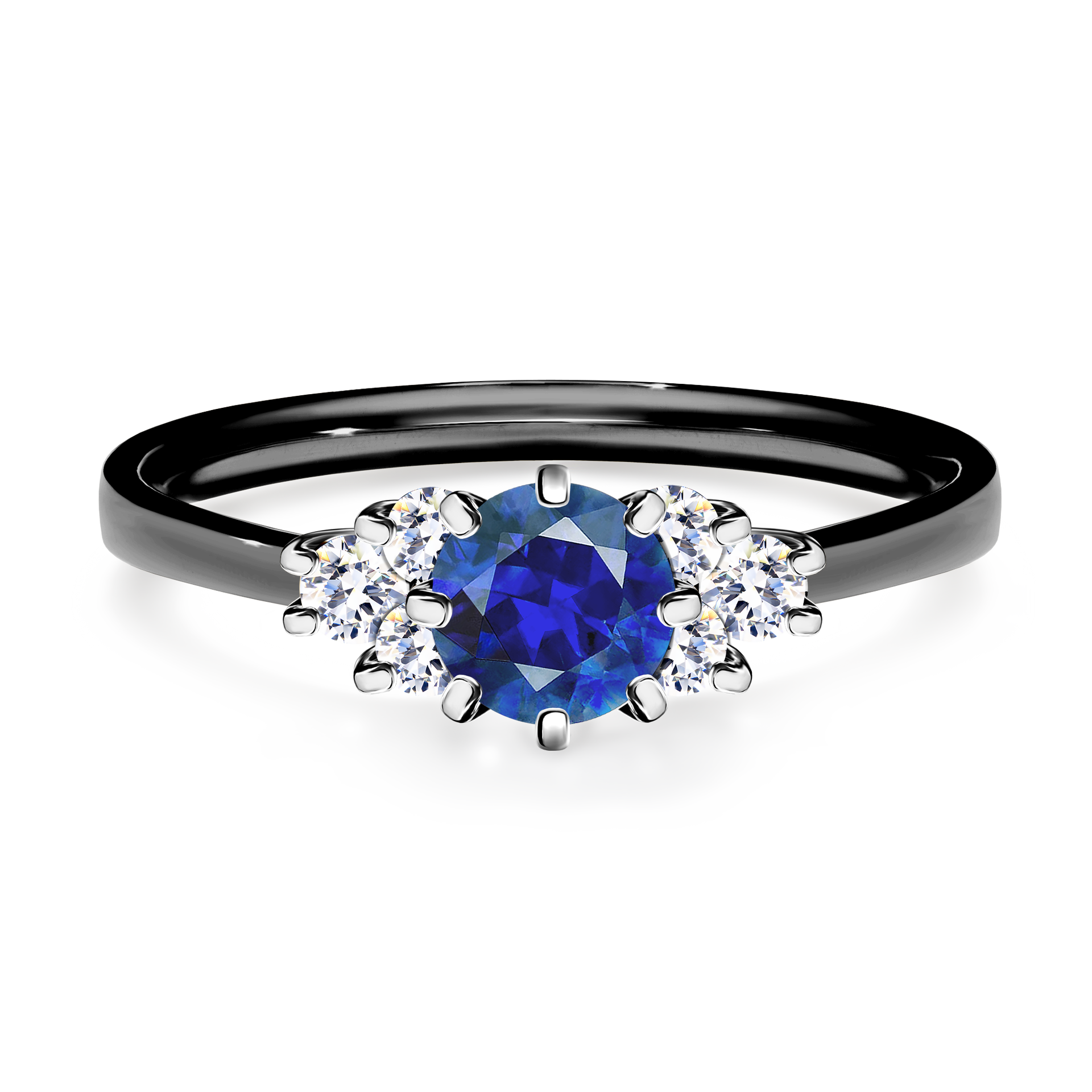 Pierścionek zaręczynowy My Lilly z czarnego złota z szafirem niebieskim 0,68CT