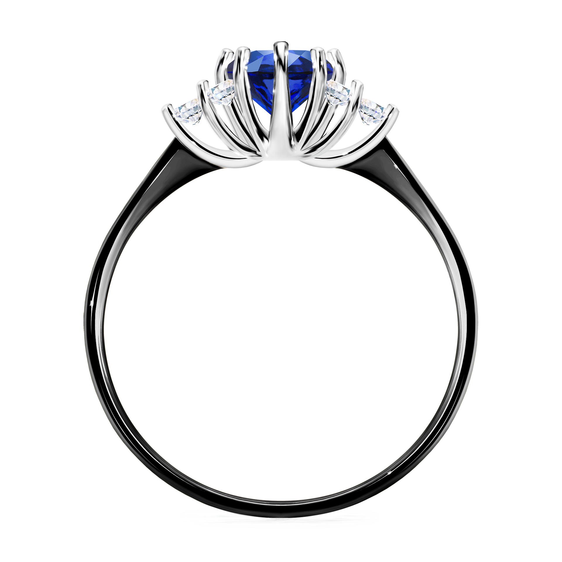 Pierścionek zaręczynowy My Lilly z czarnego złota z szafirem niebieskim 0,68CT