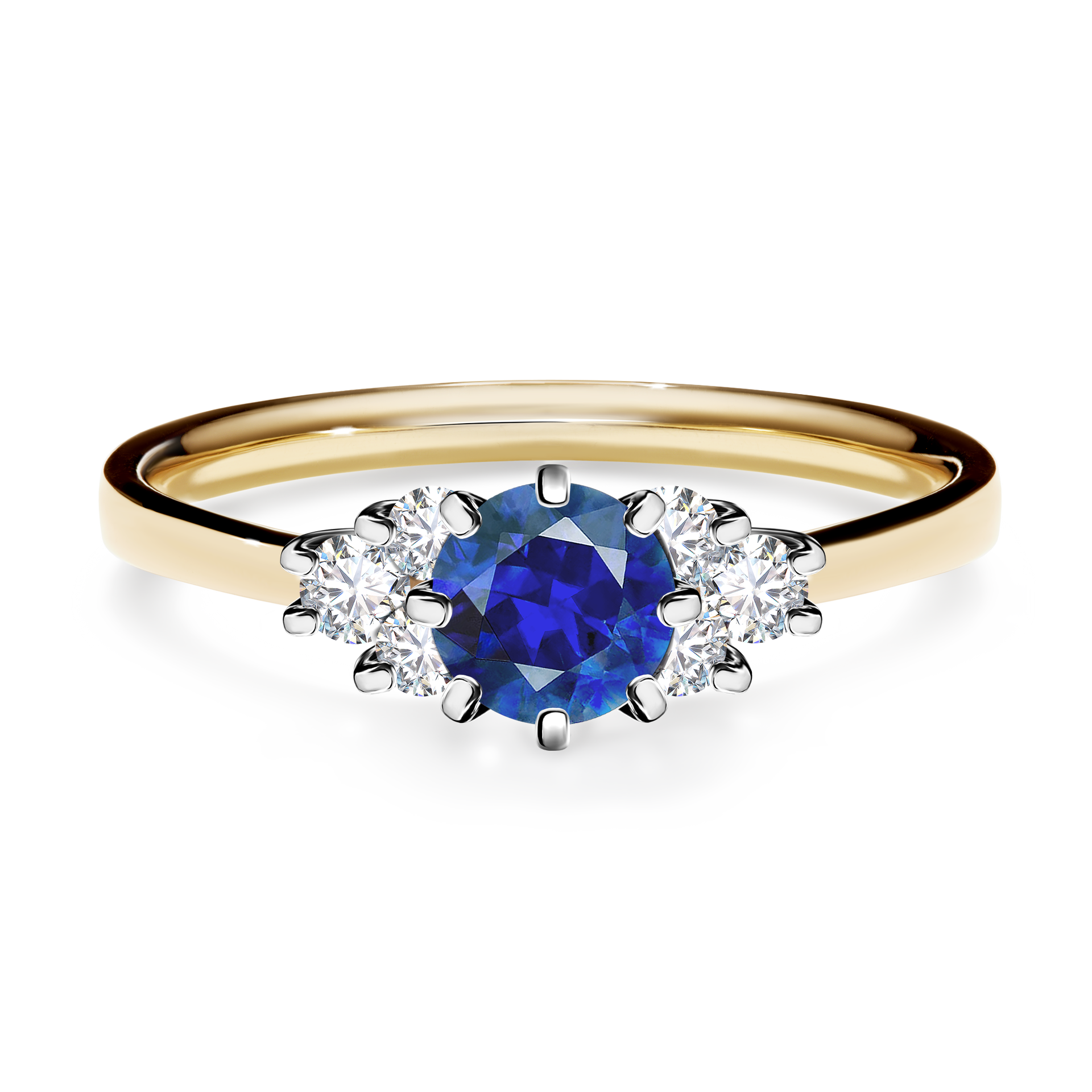 Pierścionek zaręczynowy My Lilly z żółtego złota z szafirem niebieskim 0,68CT