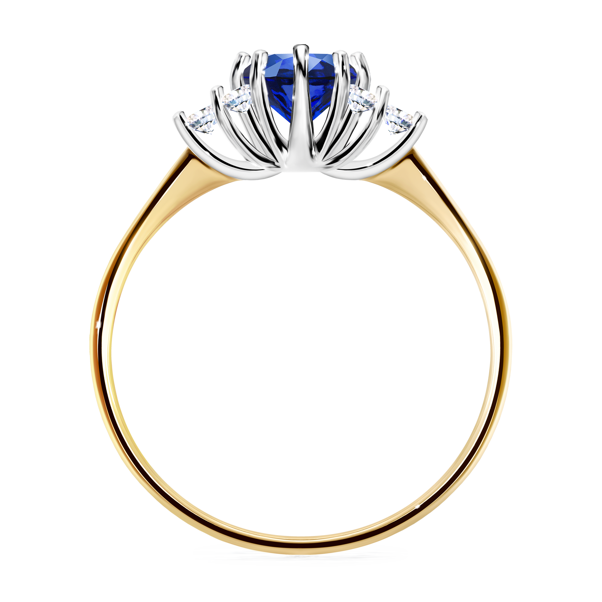 Pierścionek zaręczynowy My Lilly z żółtego złota z szafirem niebieskim 0,68CT