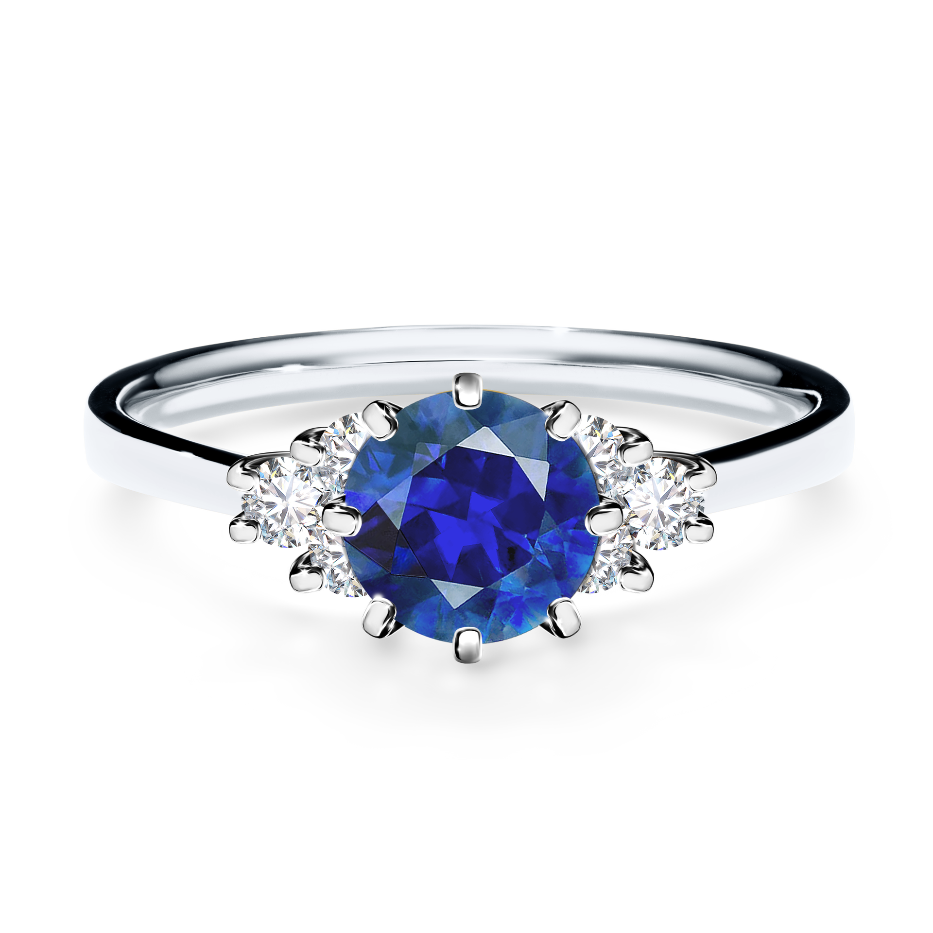 Pierścionek zaręczynowy My Lilly z białego złota z szafirem niebieskim 0,98CT