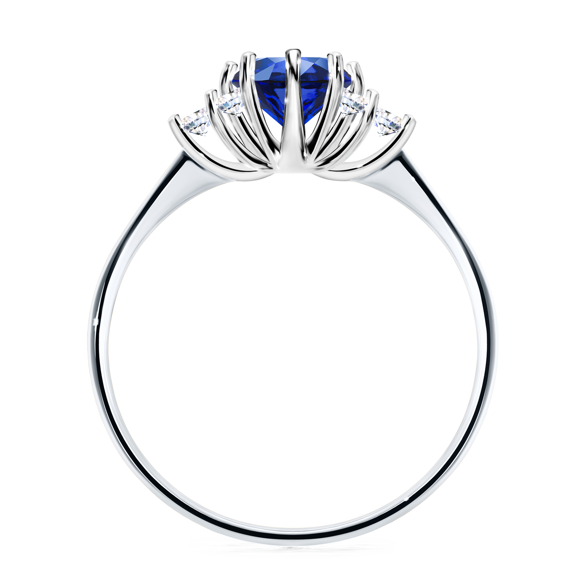 Pierścionek zaręczynowy My Lilly z białego złota z szafirem niebieskim 0,98CT