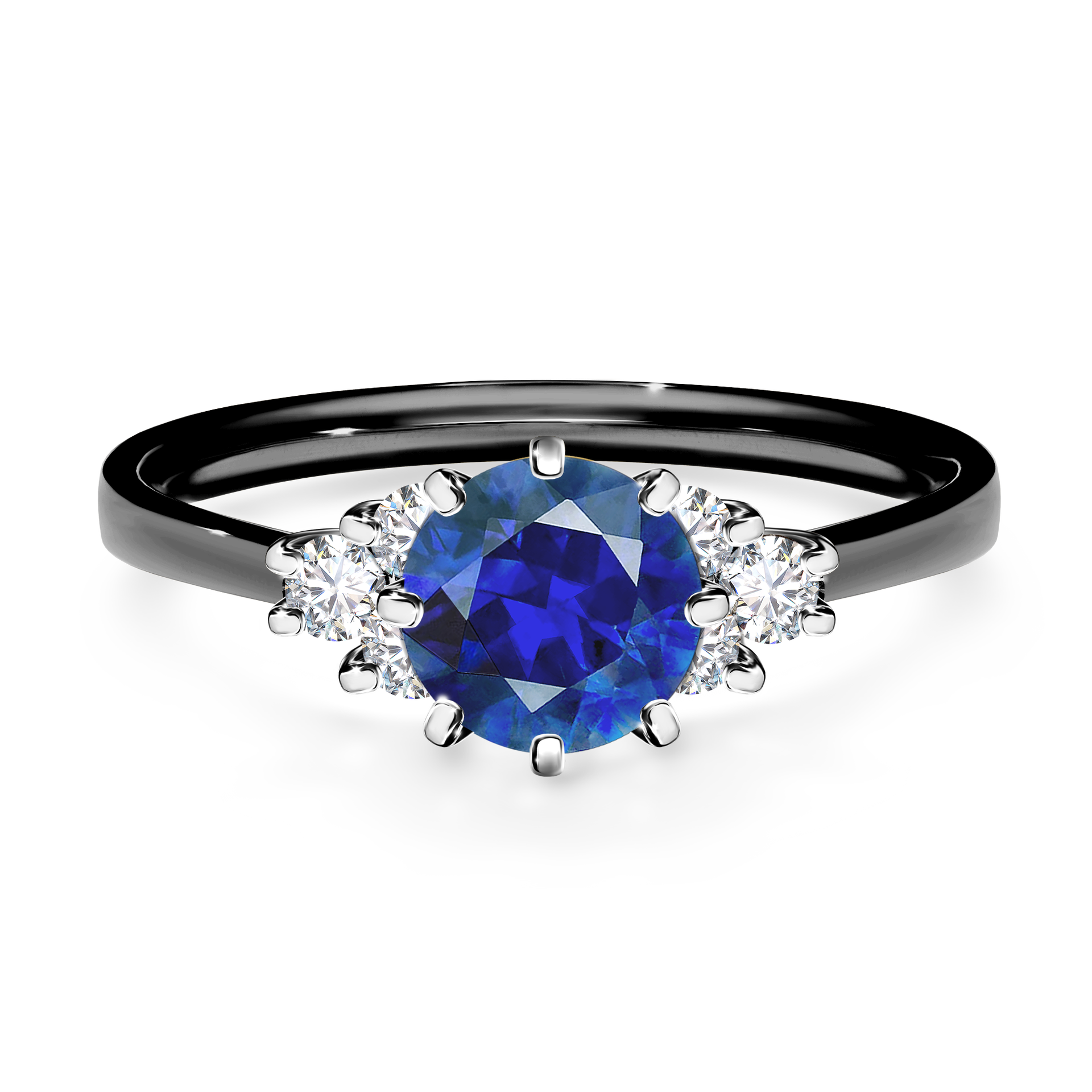 Pierścionek zaręczynowy My Lilly z czarnego złota z szafirem niebieskim 0,98CT