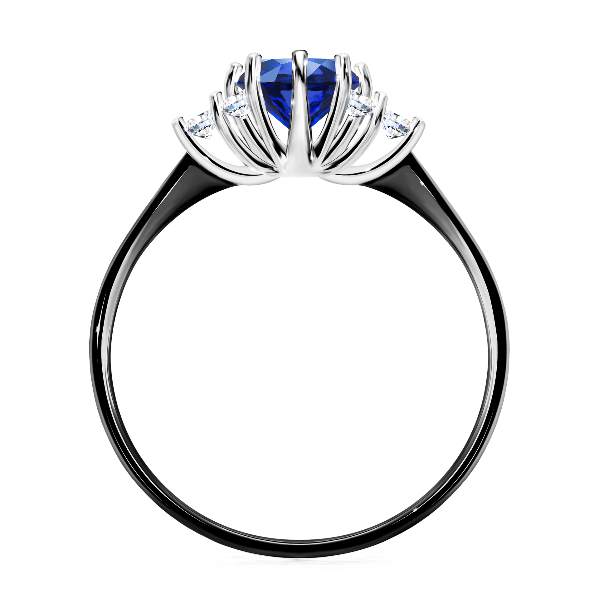 Pierścionek zaręczynowy My Lilly z czarnego złota z szafirem niebieskim 0,98CT