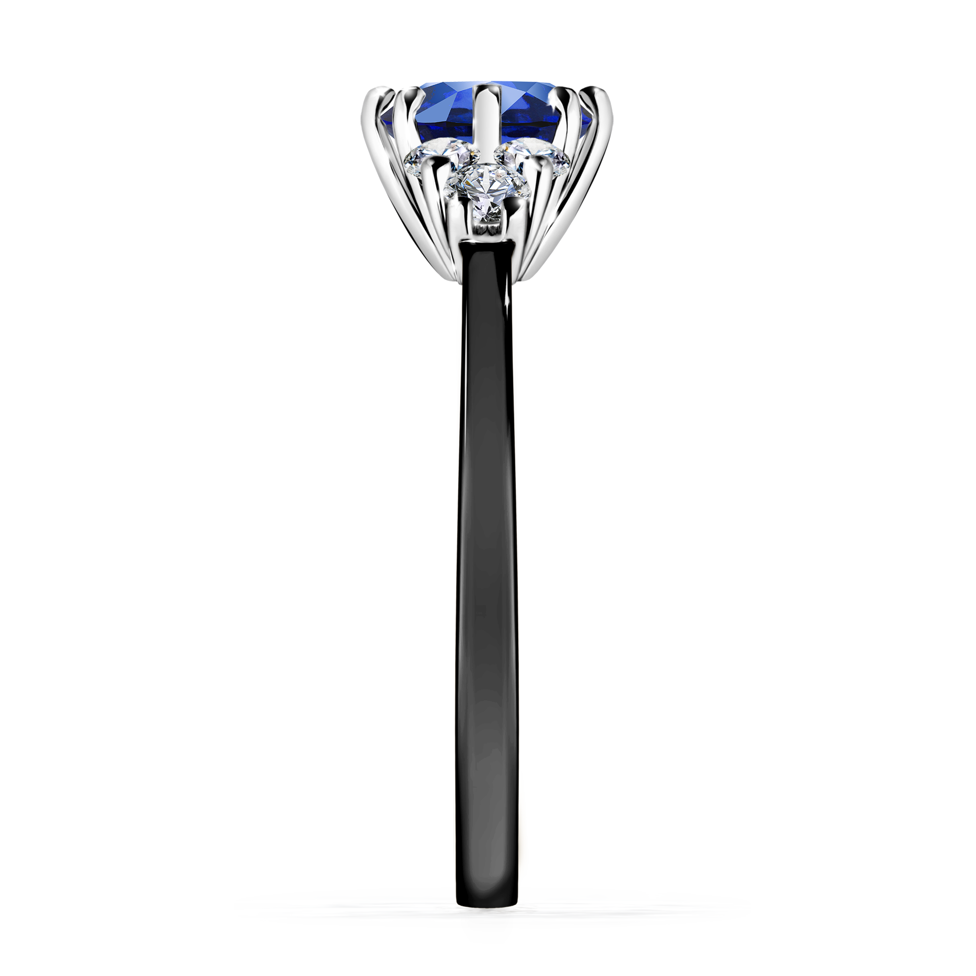 Pierścionek zaręczynowy My Lilly z czarnego złota z szafirem niebieskim 0,98CT