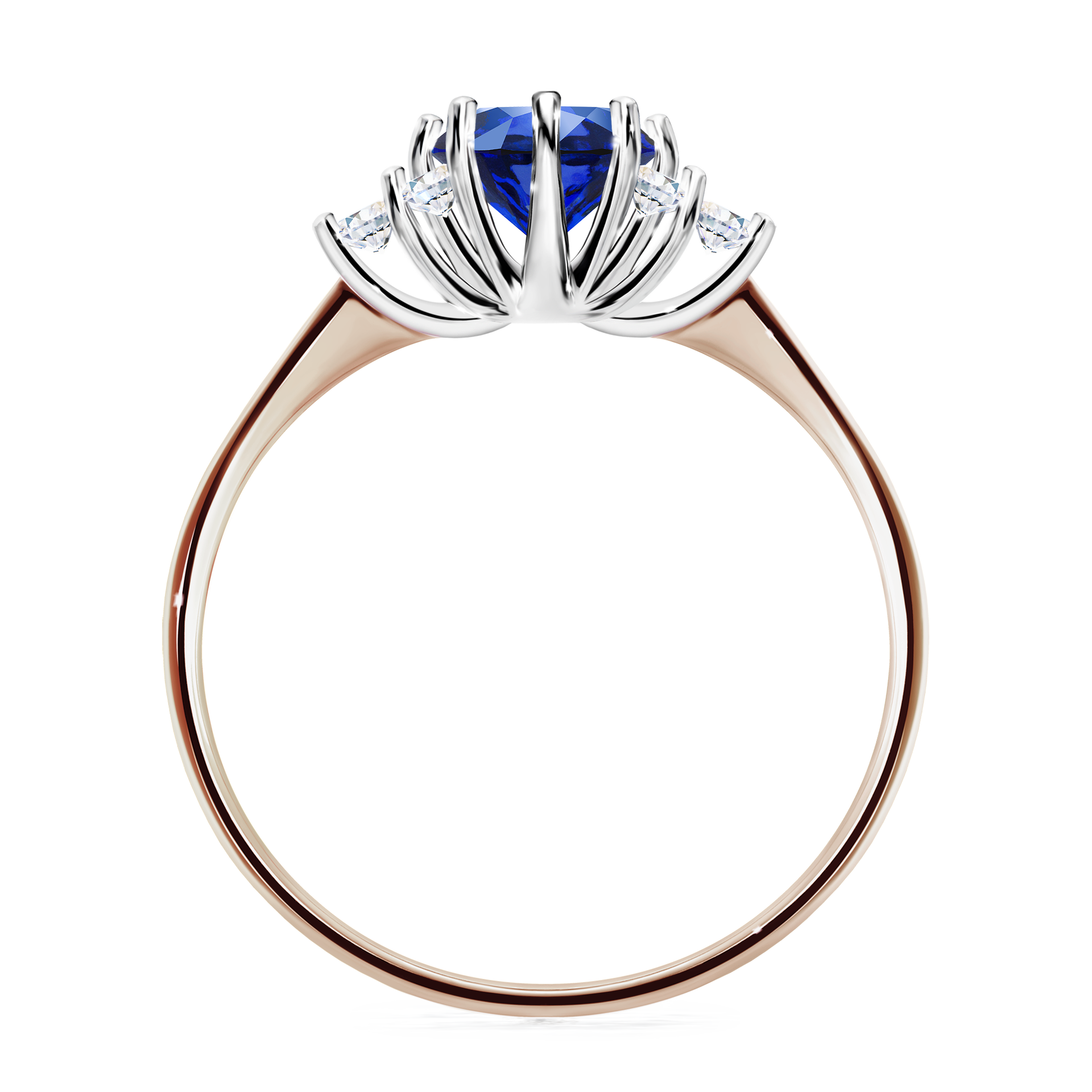 Pierścionek zaręczynowy My Lilly z różowego złota z szafirem niebieskim 0,98CT