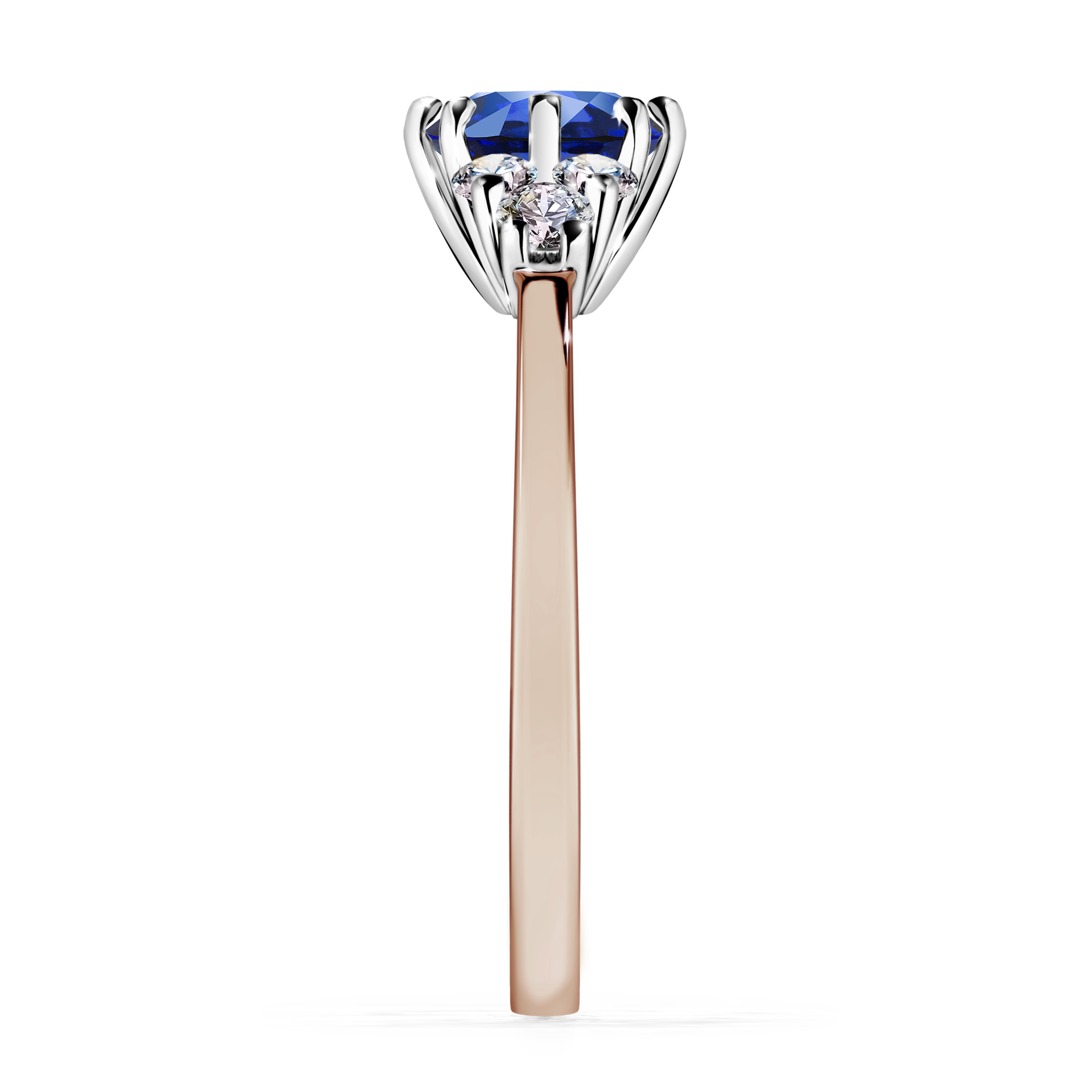 Pierścionek zaręczynowy My Lilly z różowego złota z szafirem niebieskim 0,98CT