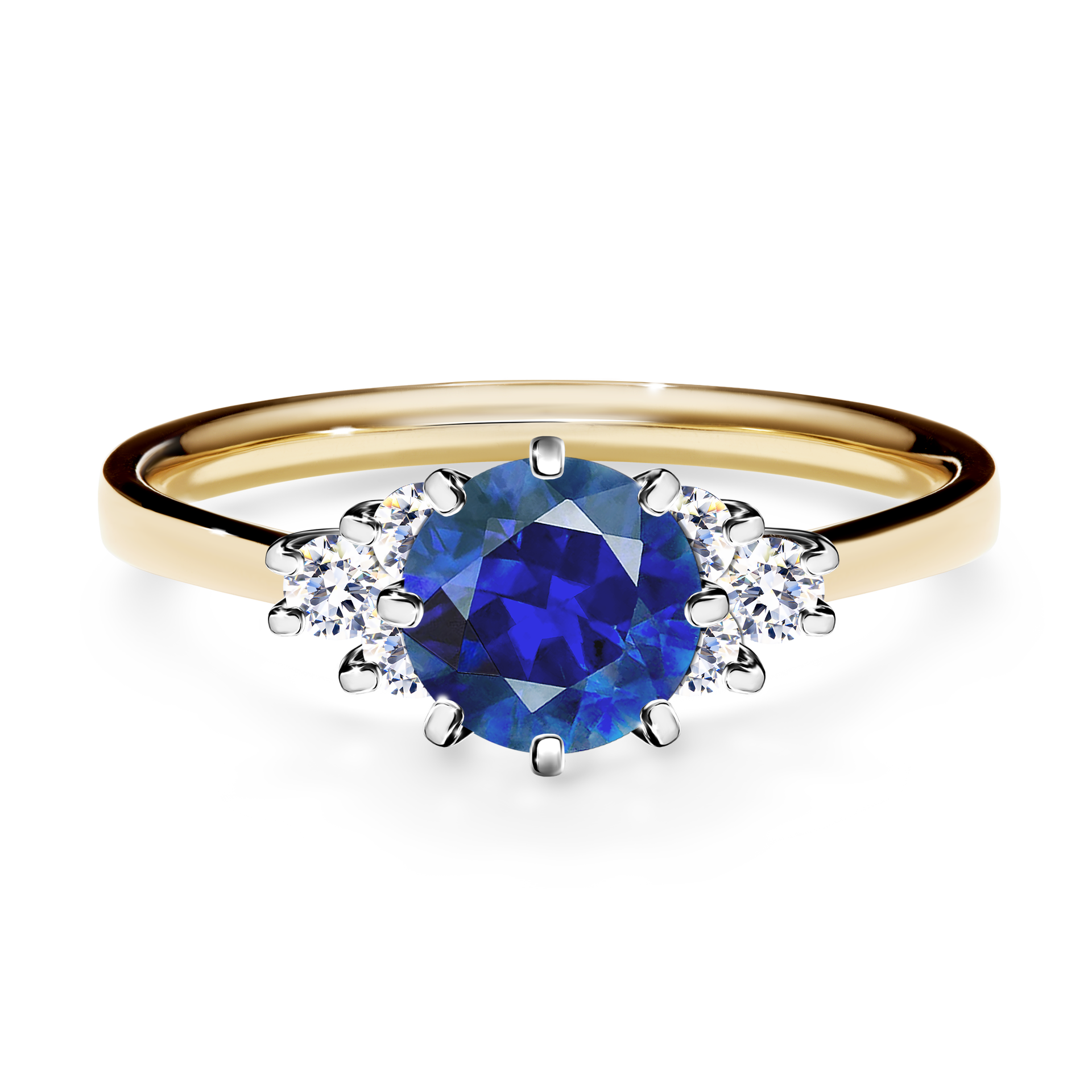 Pierścionek zaręczynowy My Lilly z żółtego złota z szafirem niebieskim 0,98CT