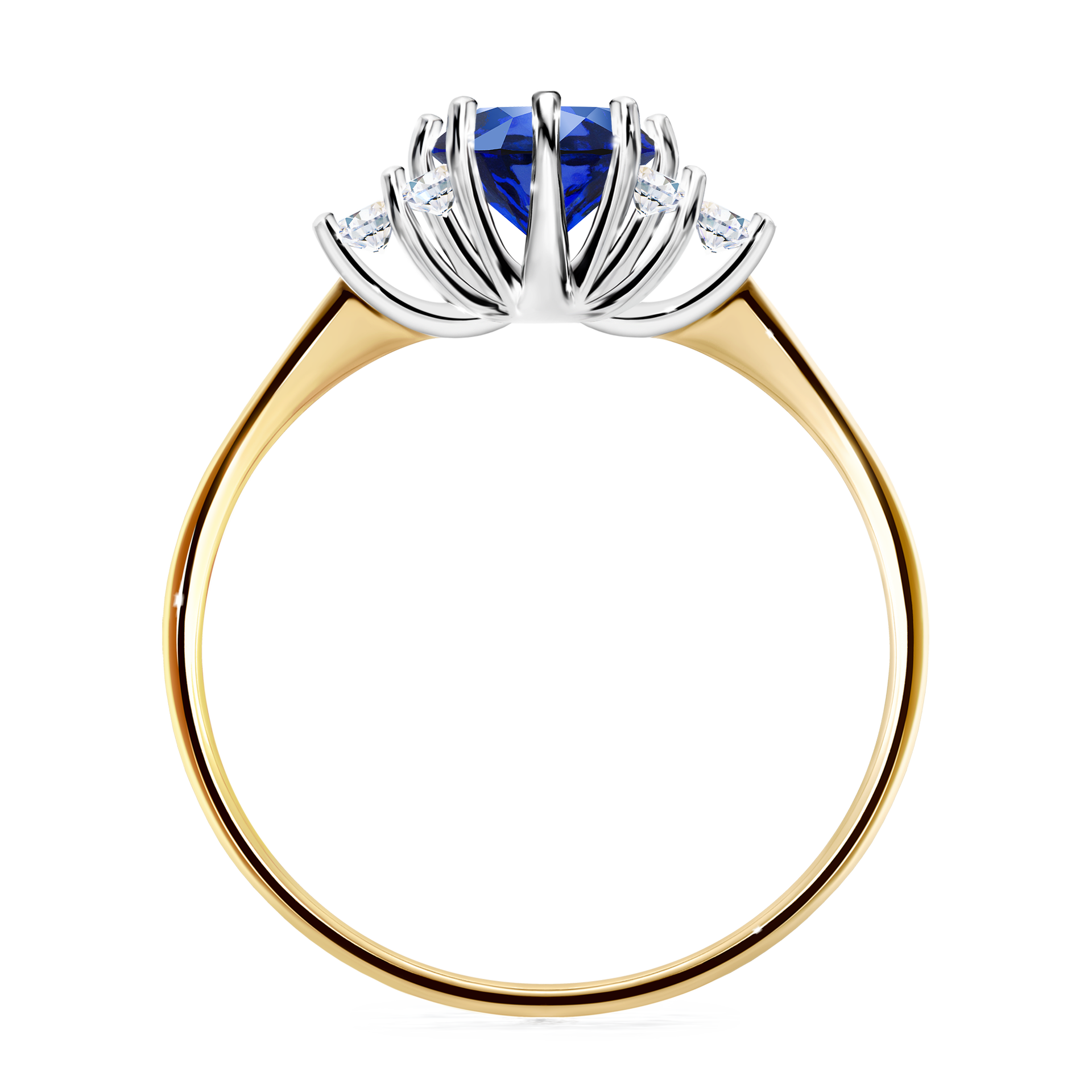Pierścionek zaręczynowy My Lilly z żółtego złota z szafirem niebieskim 0,98CT