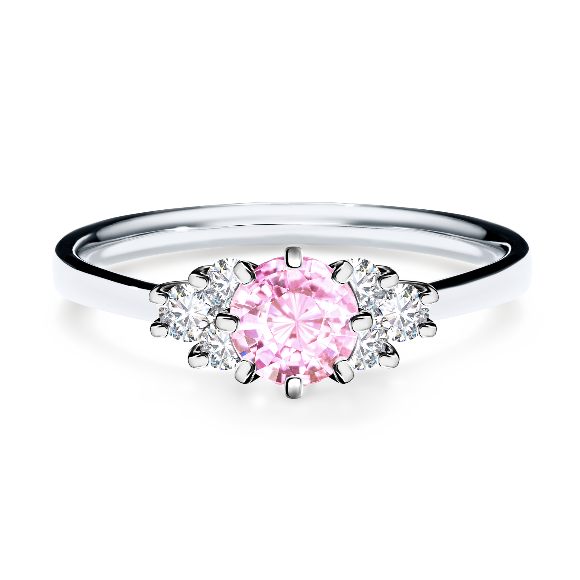 Pierścionek zaręczynowy My Lilly z białego złota z szafirem różowym 0,68CT