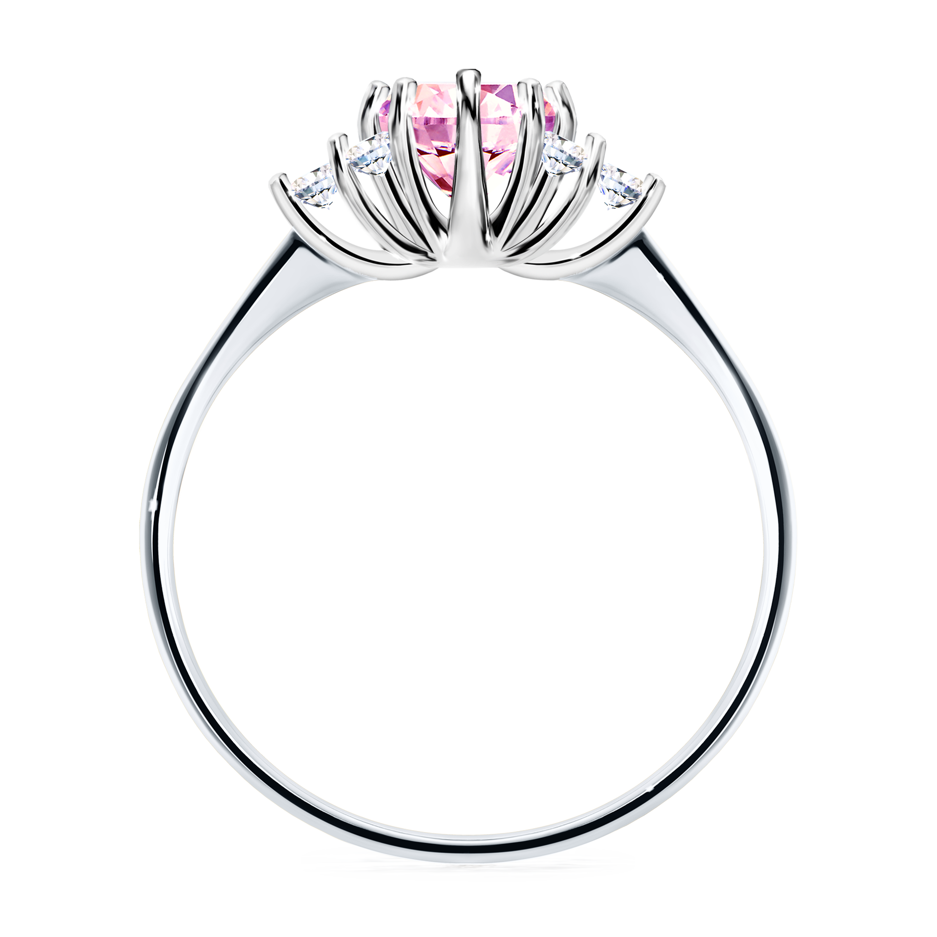 Pierścionek zaręczynowy My Lilly z białego złota z szafirem różowym 0,68CT