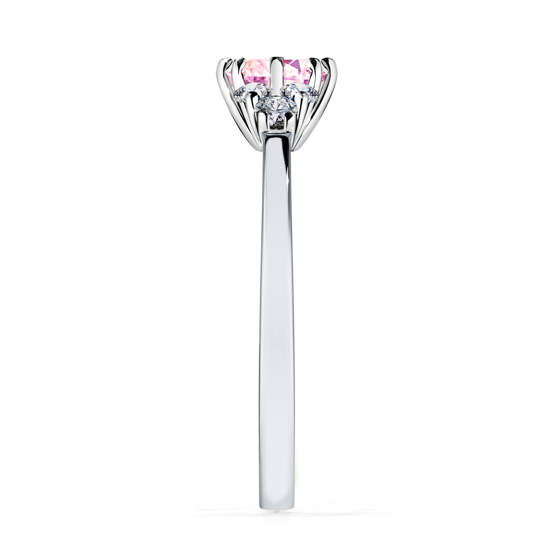 Pierścionek zaręczynowy My Lilly z białego złota z szafirem różowym 0,68CT
