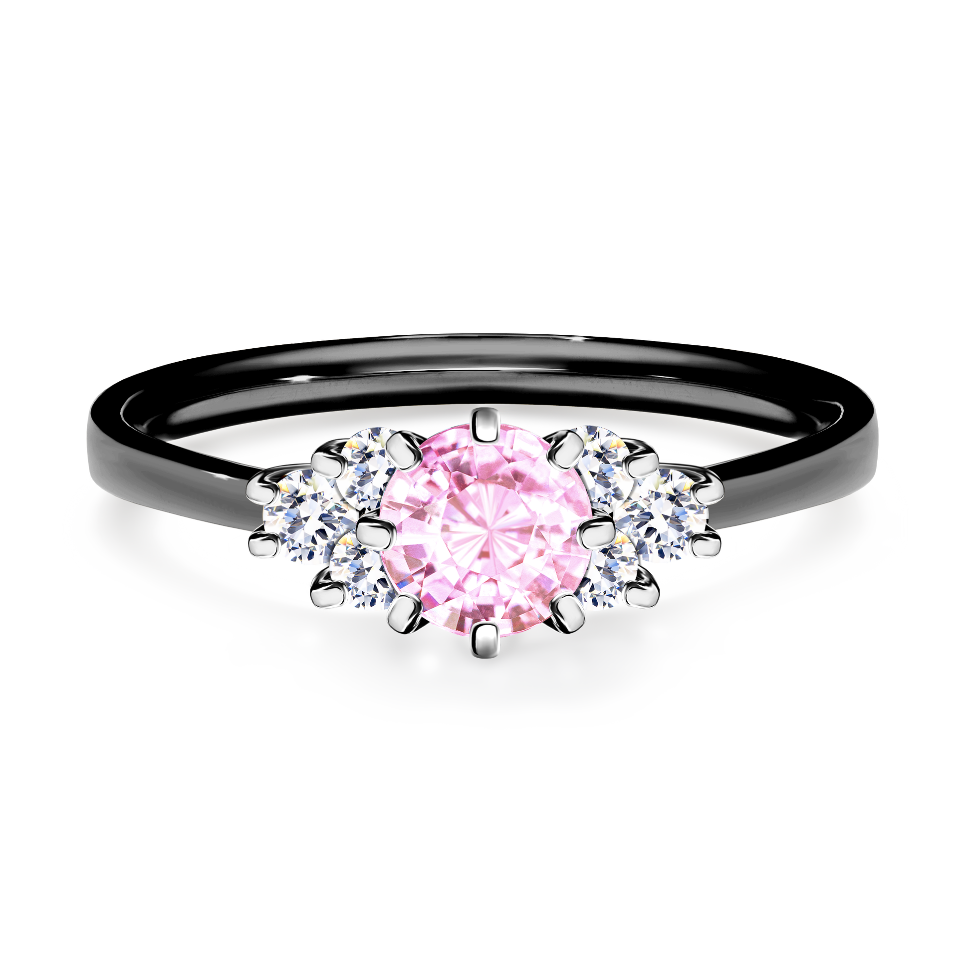 Pierścionek zaręczynowy My Lilly z czarnego złota z szafirem różowym 0,68CT