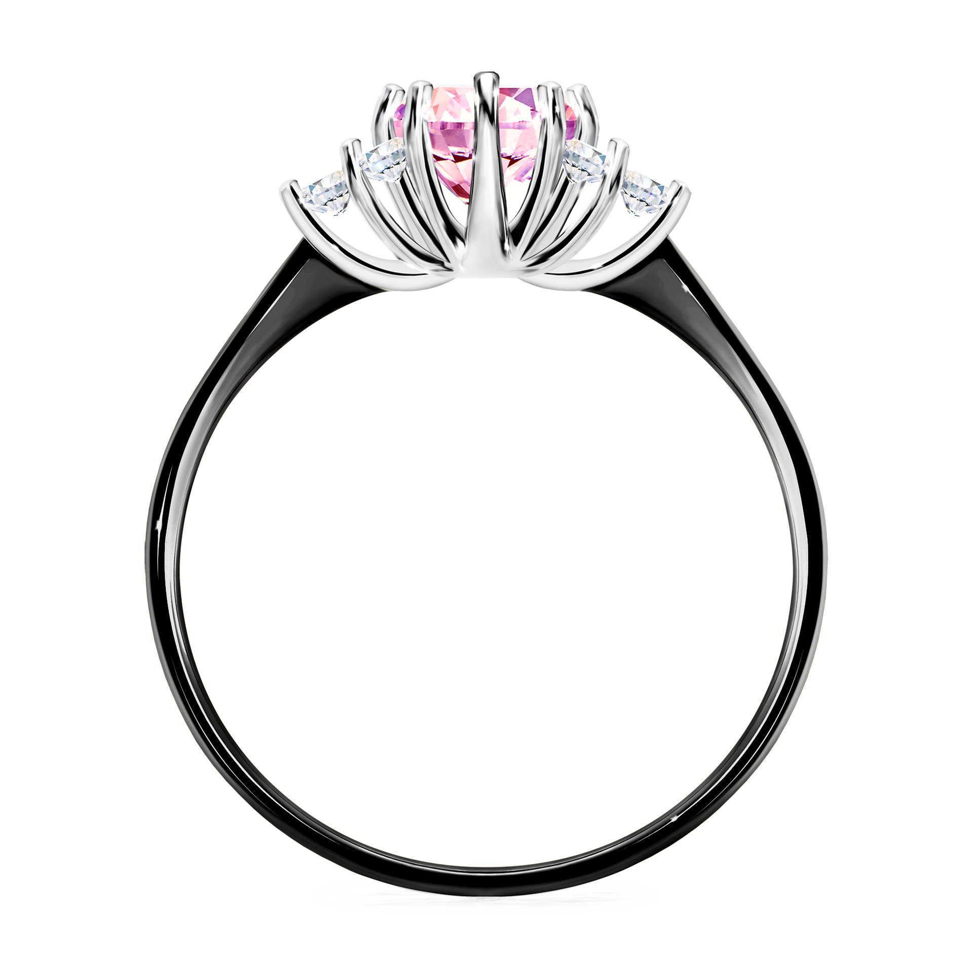 Pierścionek zaręczynowy My Lilly z czarnego złota z szafirem różowym 0,68CT
