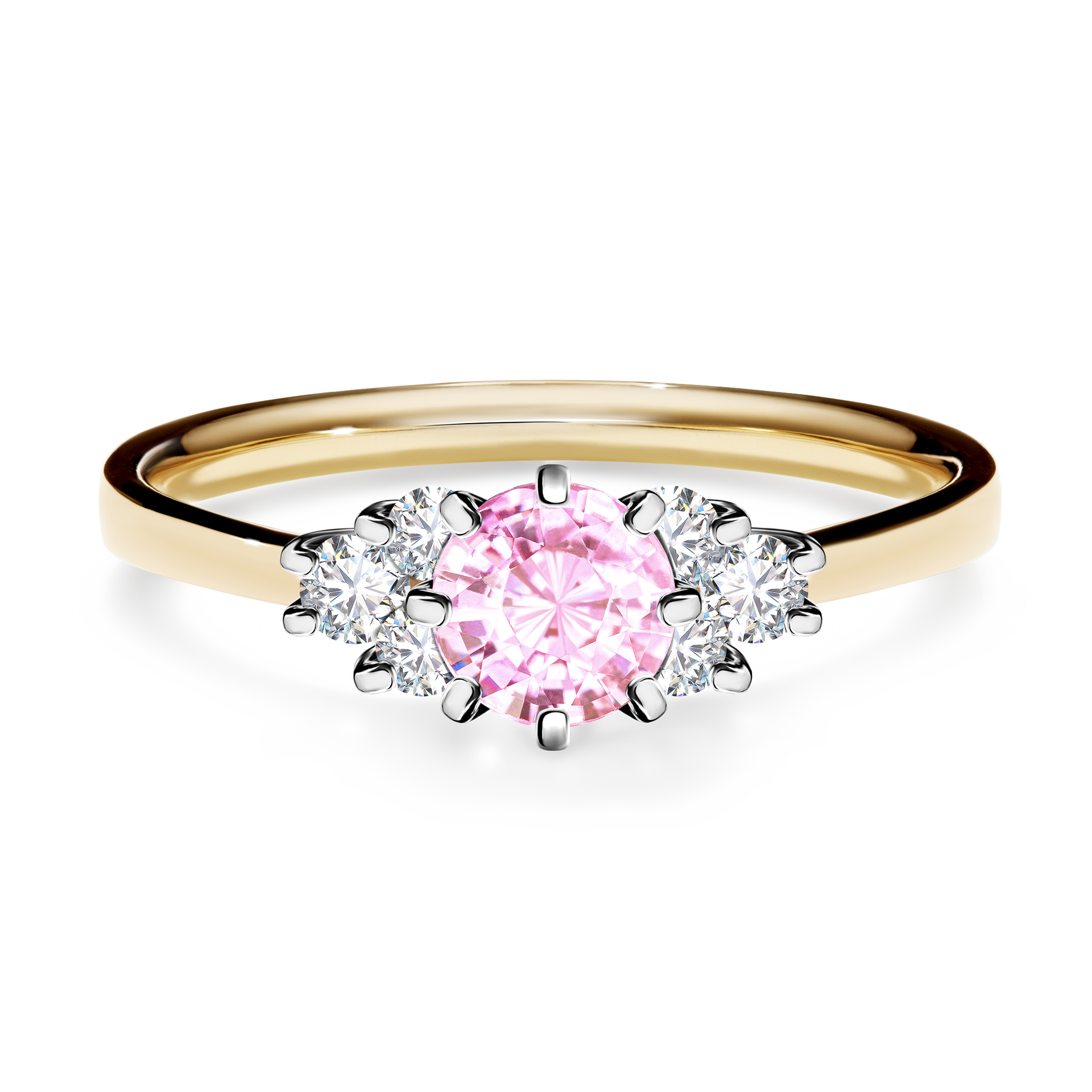 Pierścionek zaręczynowy My Lilly z żółtego złota z szafirem różowym 0,68CT