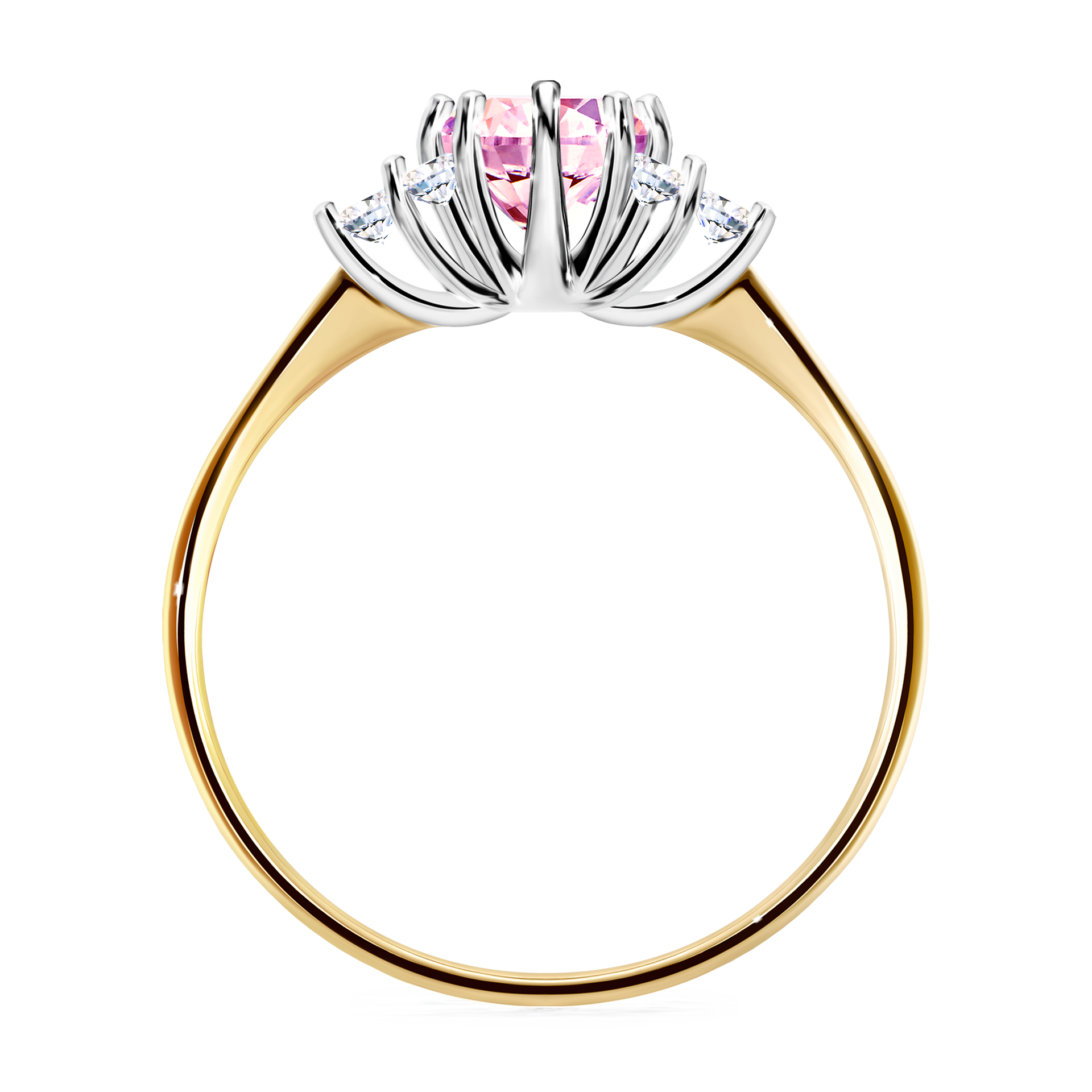 Pierścionek zaręczynowy My Lilly z żółtego złota z szafirem różowym 0,68CT