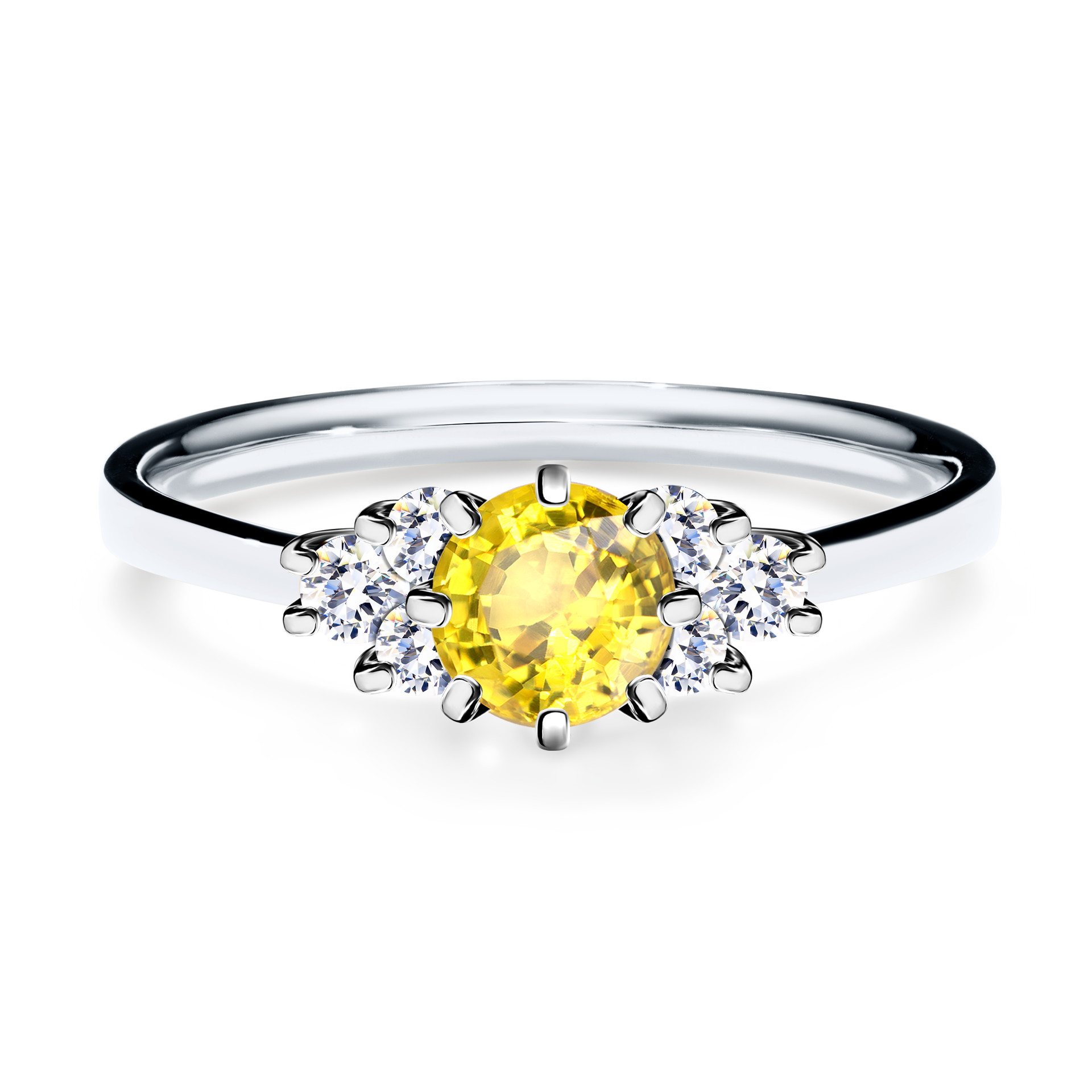 Pierścionek zaręczynowy My Lilly z białego złota z szafirem żółtym 0,68CT