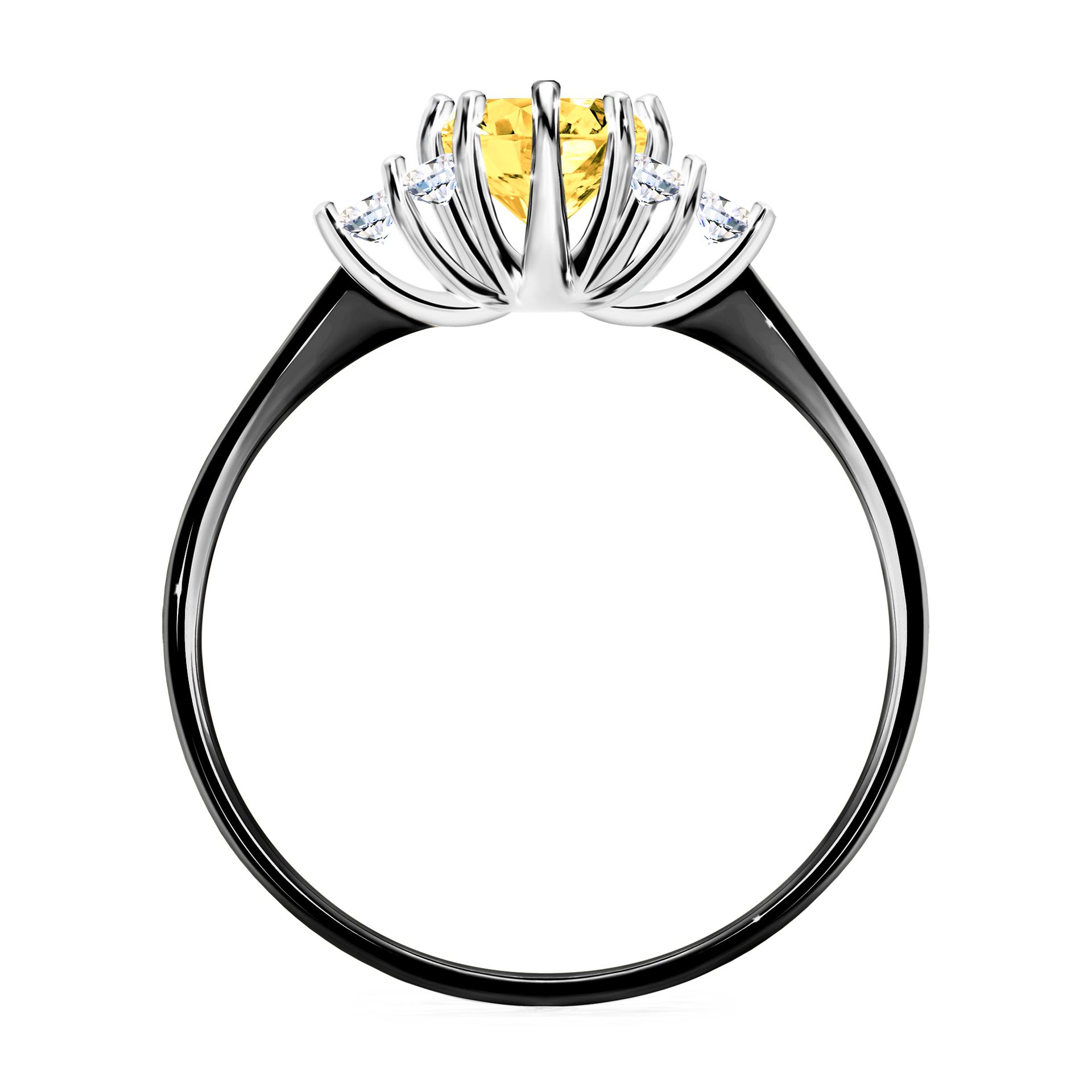 Pierścionek zaręczynowy My Lilly z czarnego złota z szafirem żółtym 0,68CT