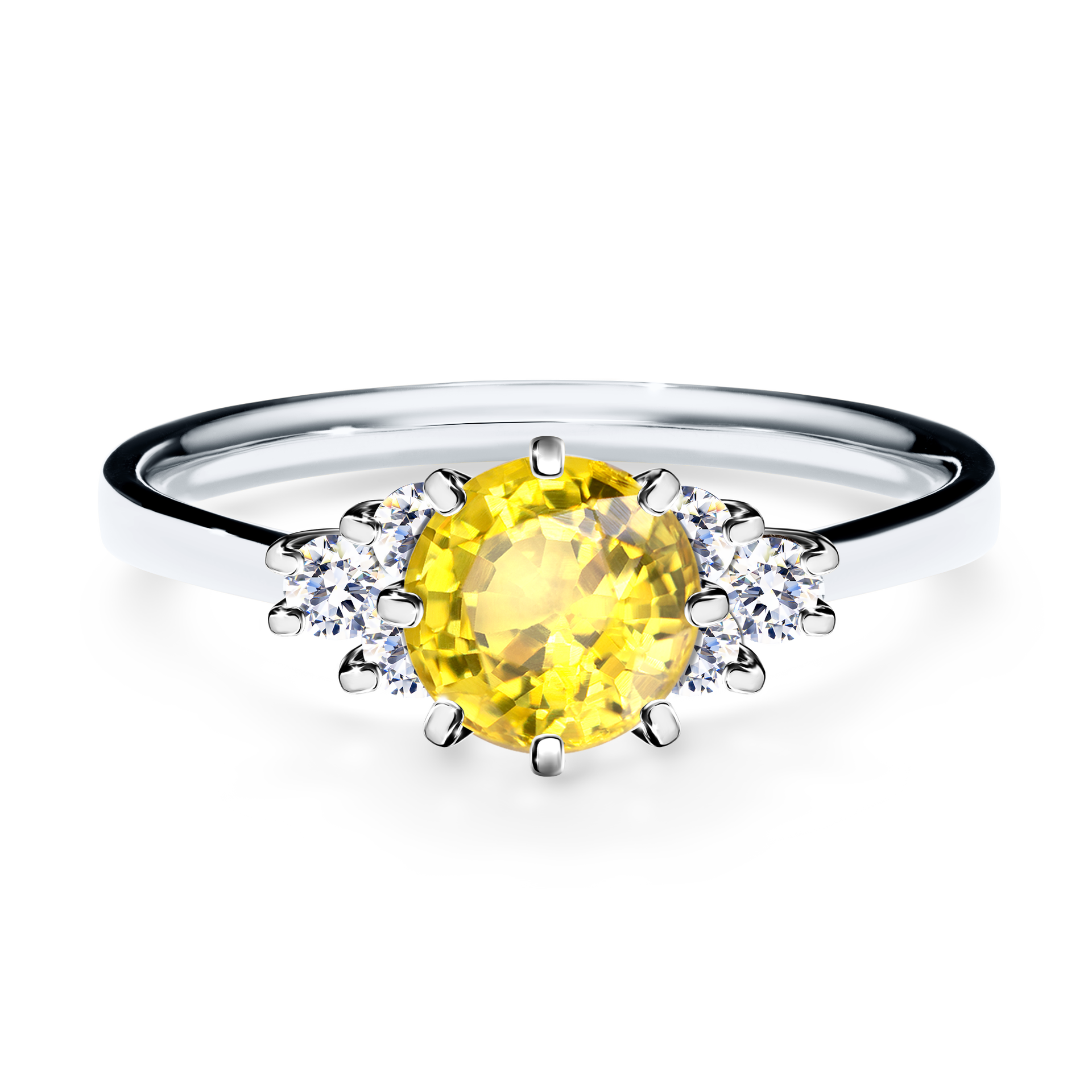 Pierścionek zaręczynowy My Lilly z białego złota z szafirem żółtym 0,98CT