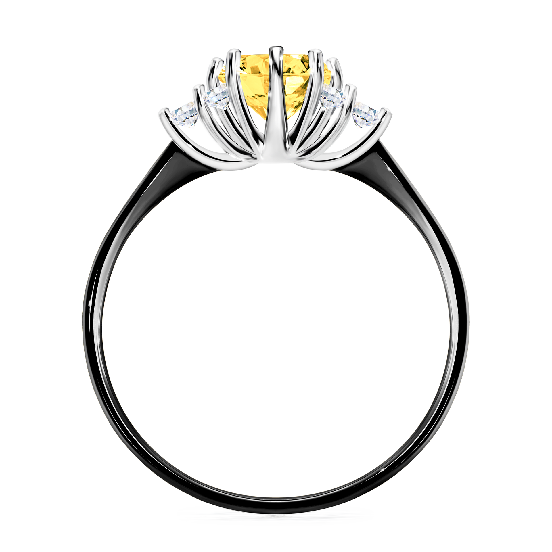 Pierścionek zaręczynowy My Lilly z czarnego złota z szafirem żółtym 0,98CT