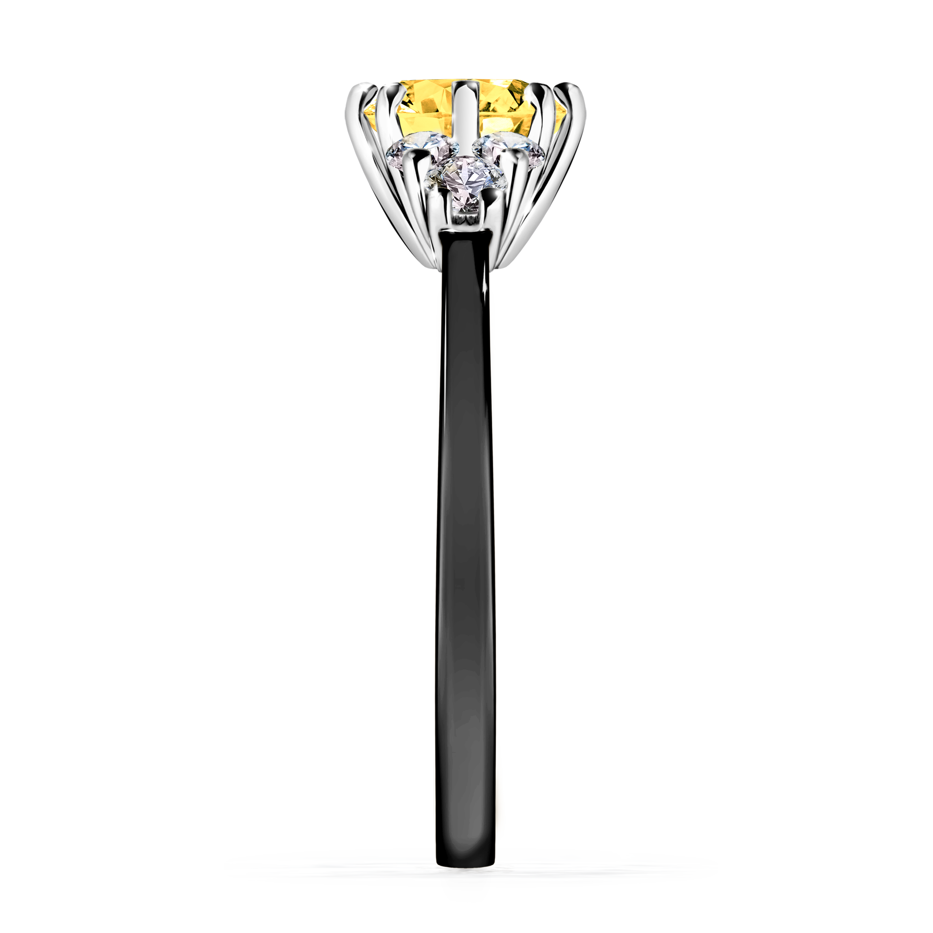 Pierścionek zaręczynowy My Lilly z czarnego złota z szafirem żółtym 0,98CT